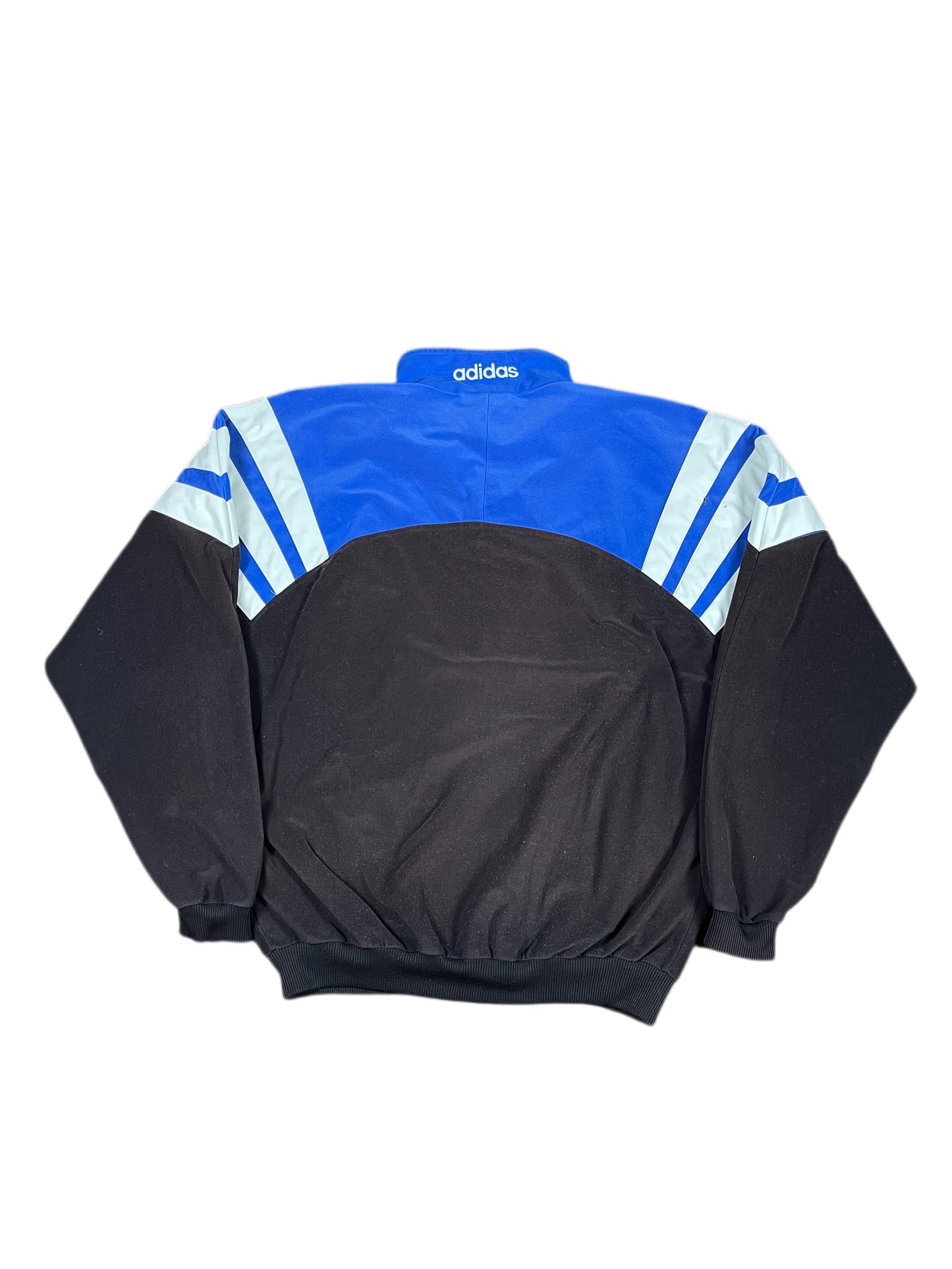 Vintage 90s Adidas Flannel Velur Sport Jacket Blue Black - L