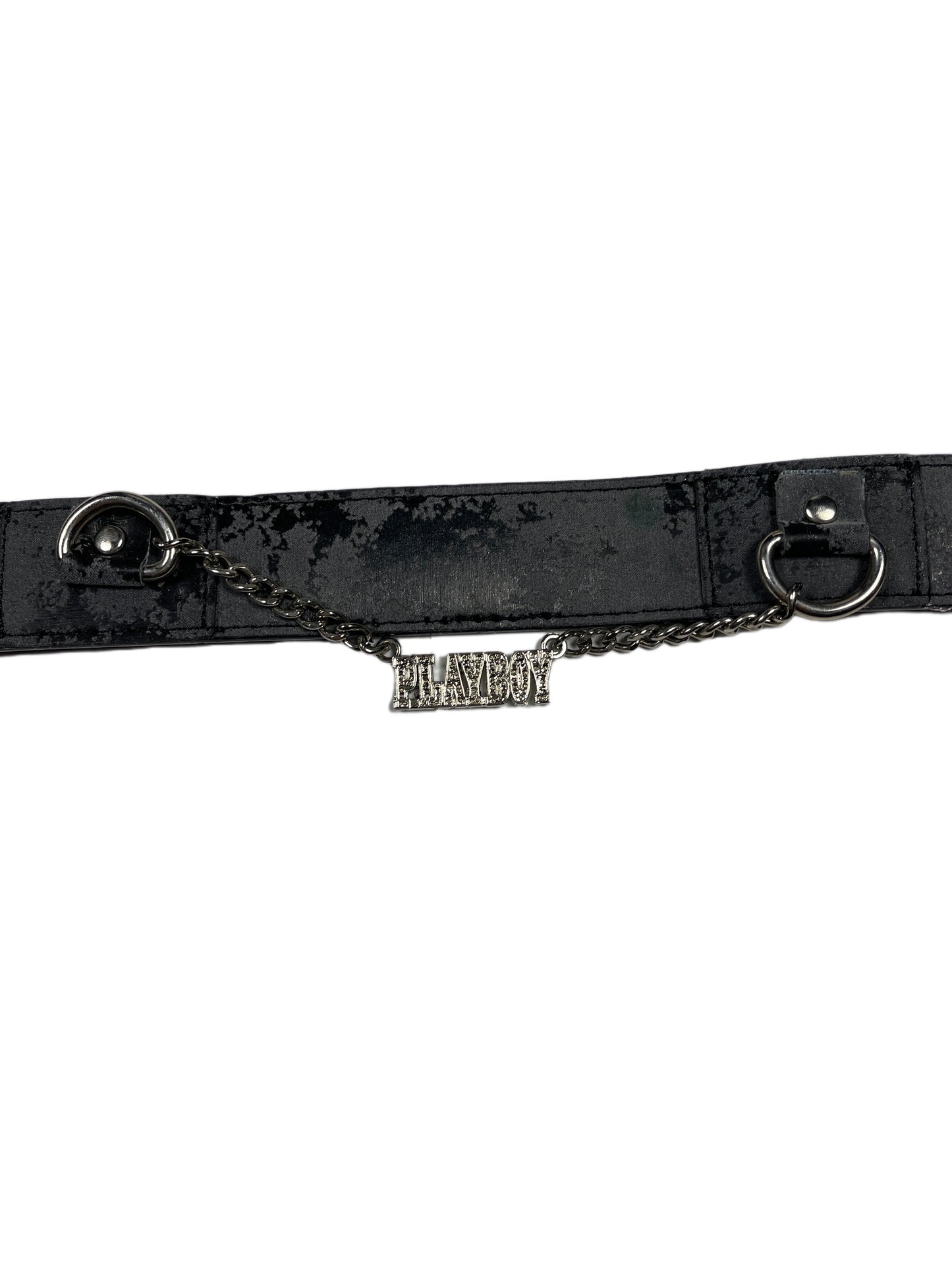 Y2k Playboy Belt Black Gray 2004