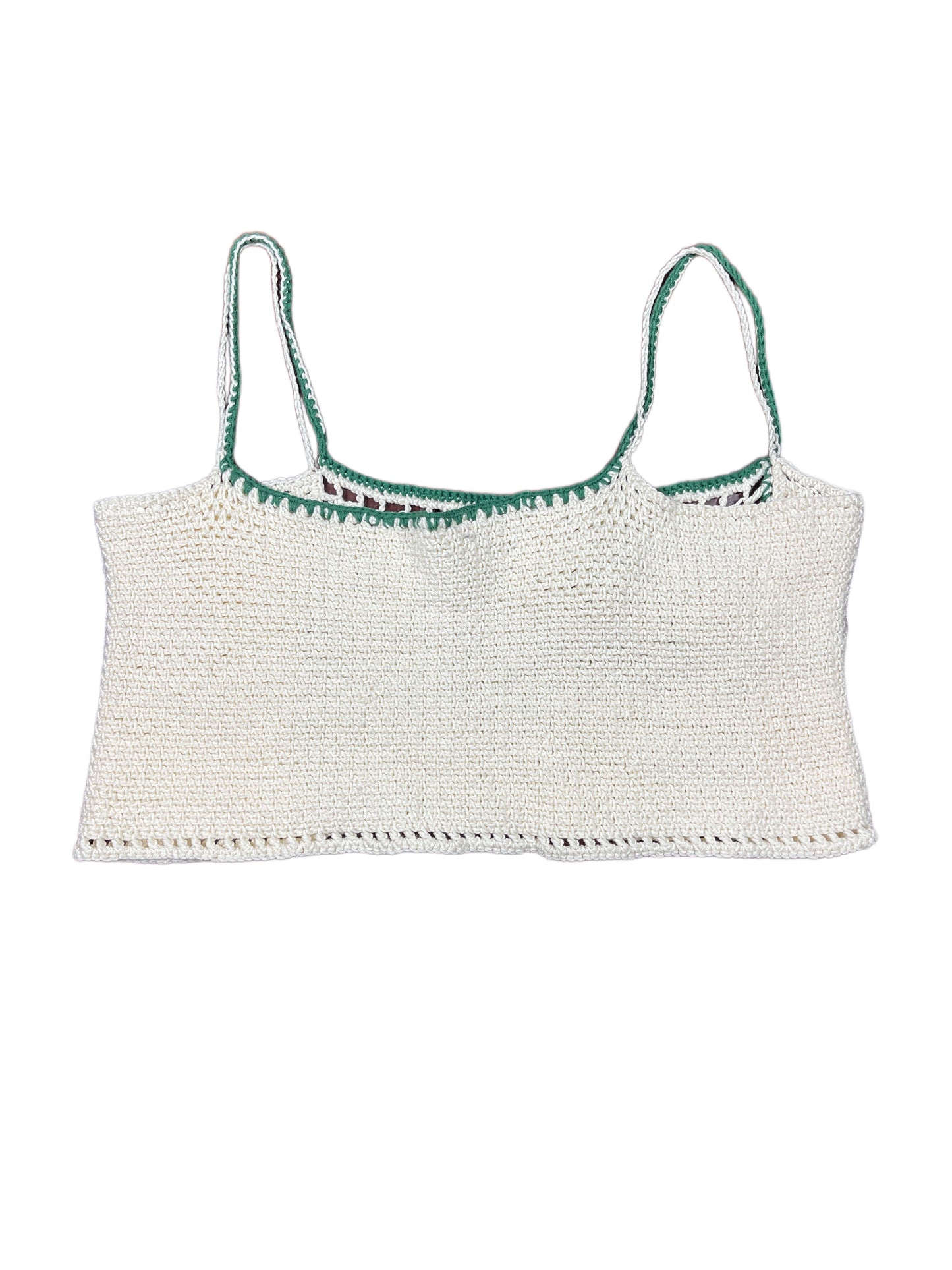 Knitted Sleeveless Top See Through White Green L/XL