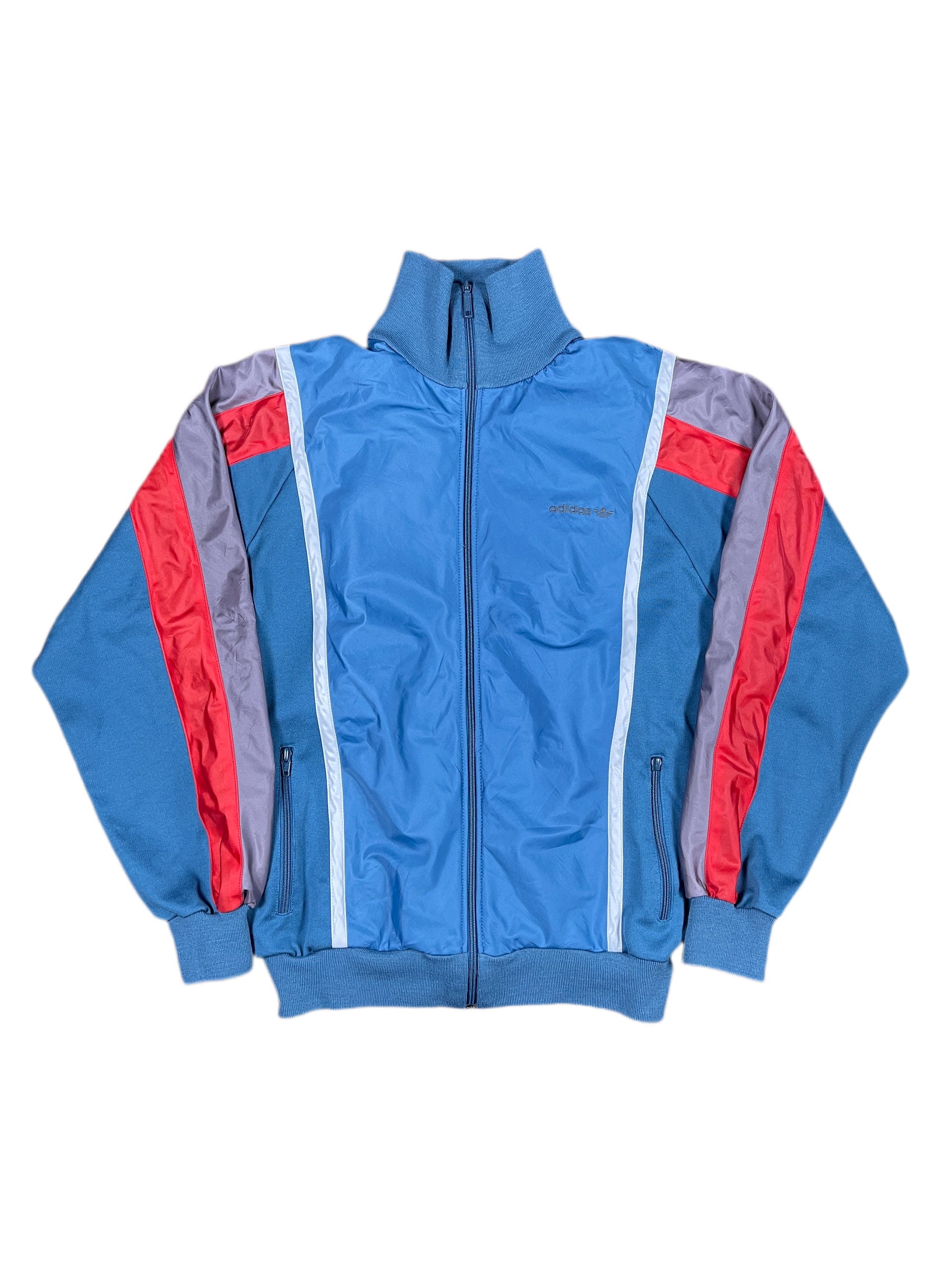 Vintage 80s Adidas Sport Jacket Blue Red - L