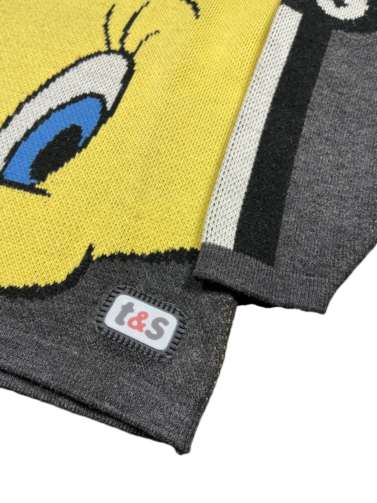 Vintage Looney Tunes 2000 Tweety Warner Bros Chunky Knitted Sweatshirt Gray - S