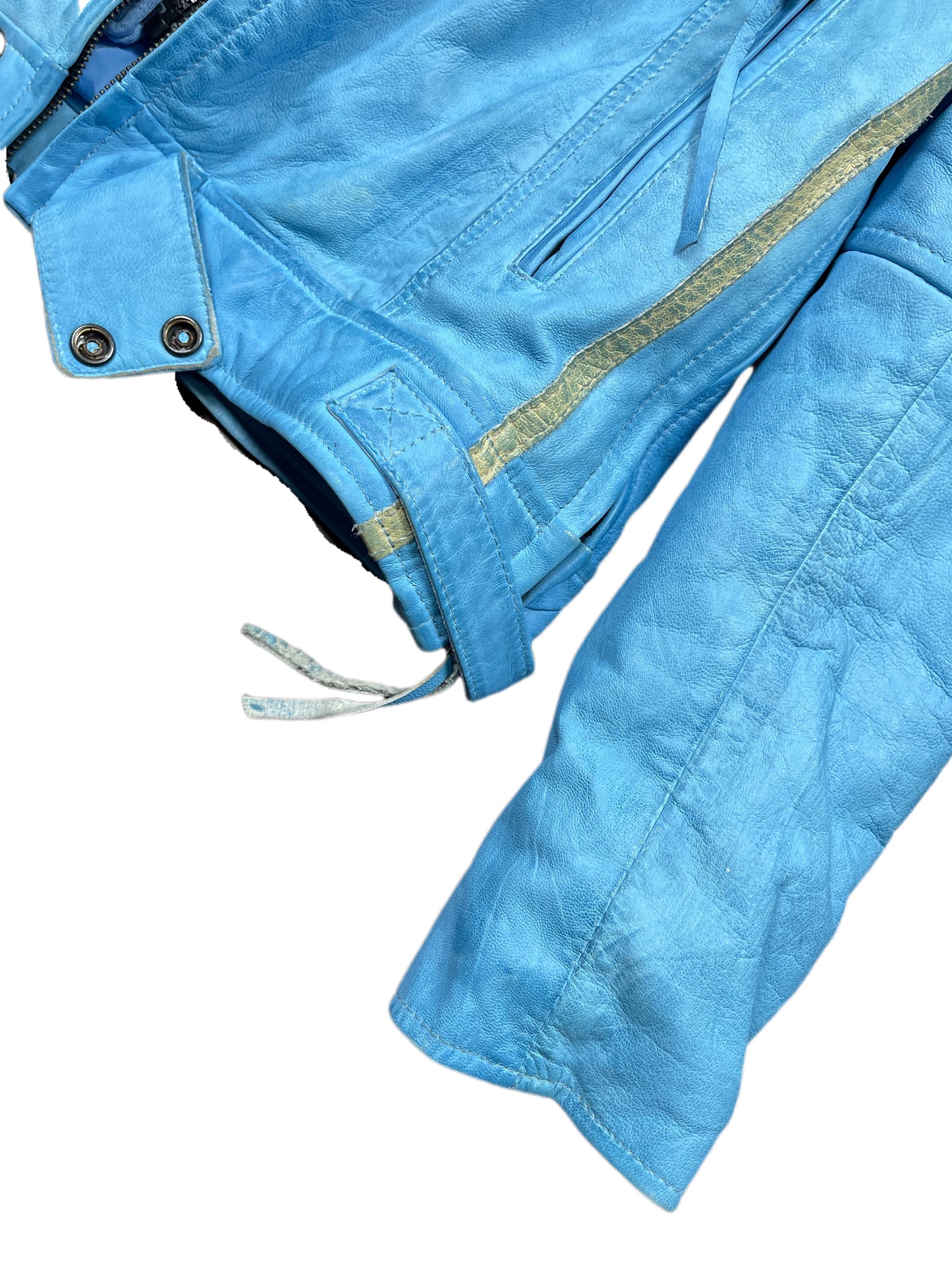Y2k 2000s Alpha Speeds Racing Leather Jacket Baby Blue S