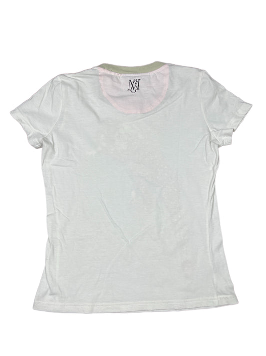 Y2k 2008 Cat Woman Short Sleeve Top White -/M