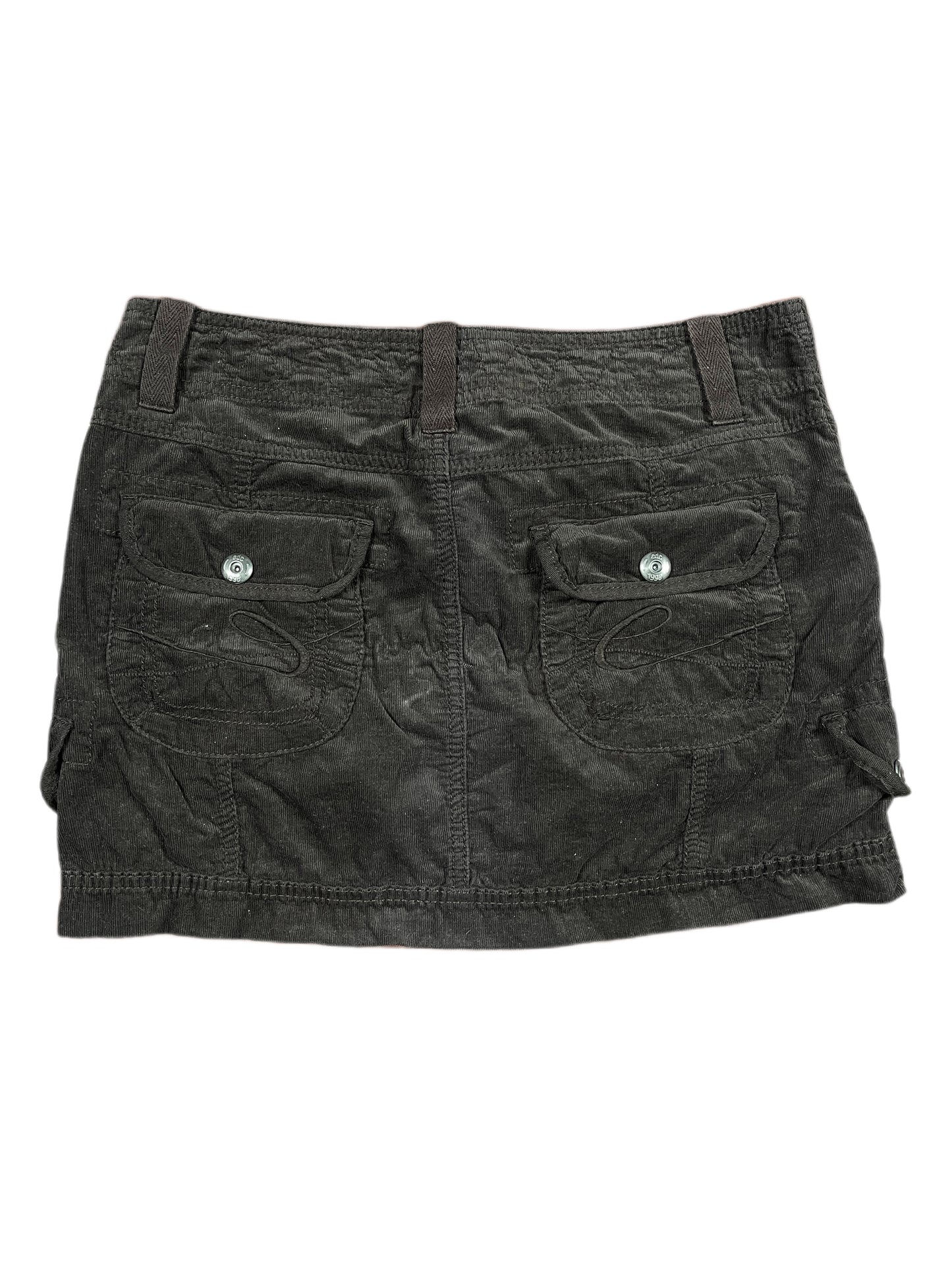 Y2k Esprit Low Waist Mini Corduroy Skirt Black - XS