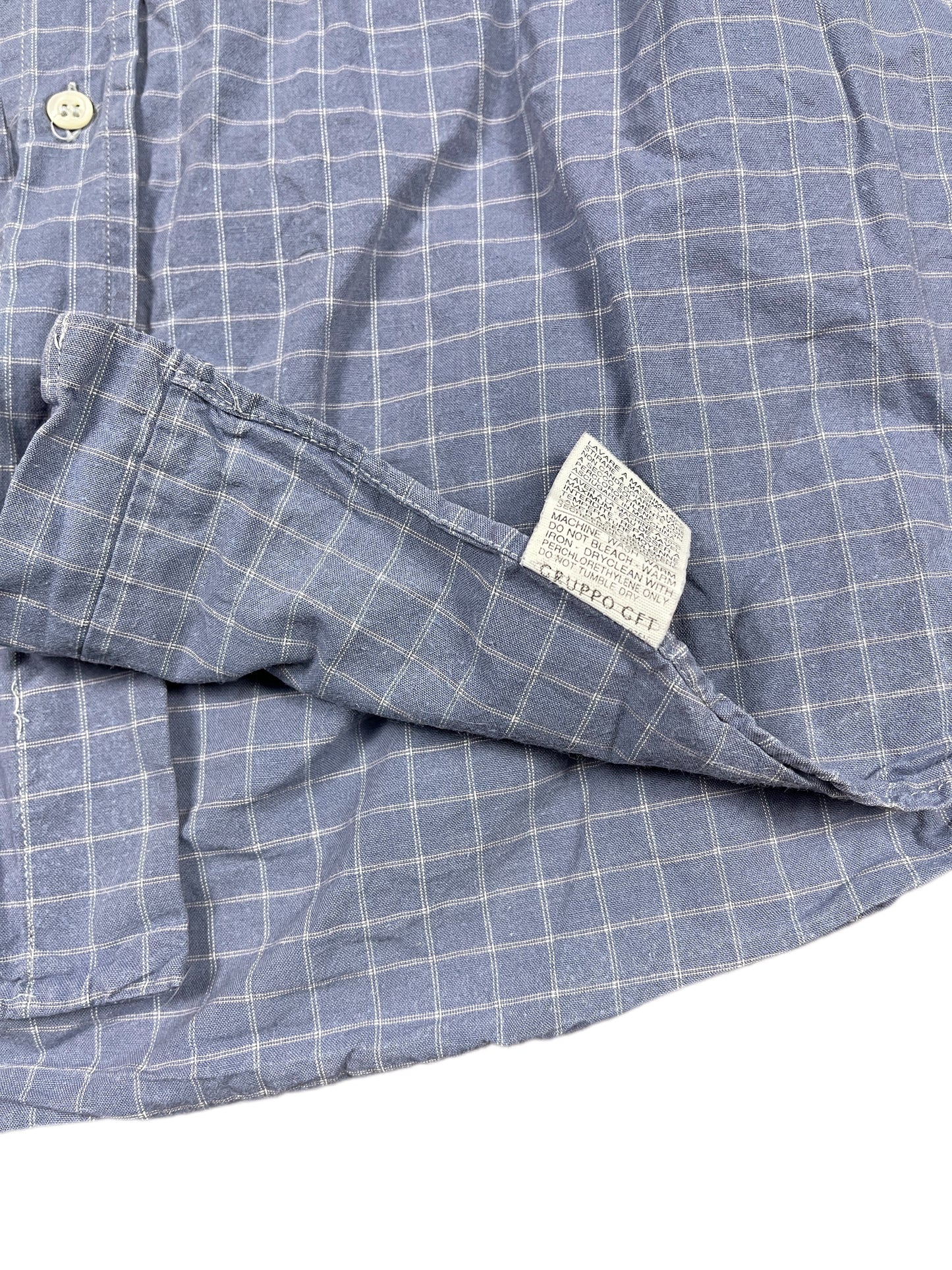 Vintage Valentino Uomo Long Selve Shirt Chekered Blue - L