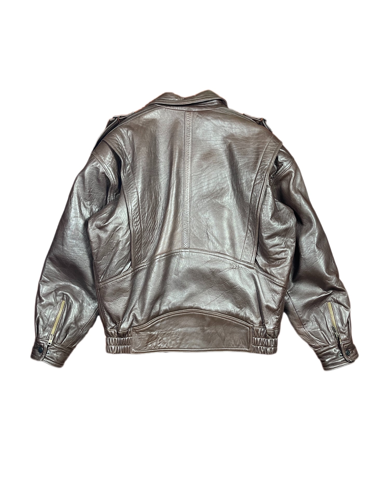 Vintage Carlop Bomber Leather Jacket Brown - M