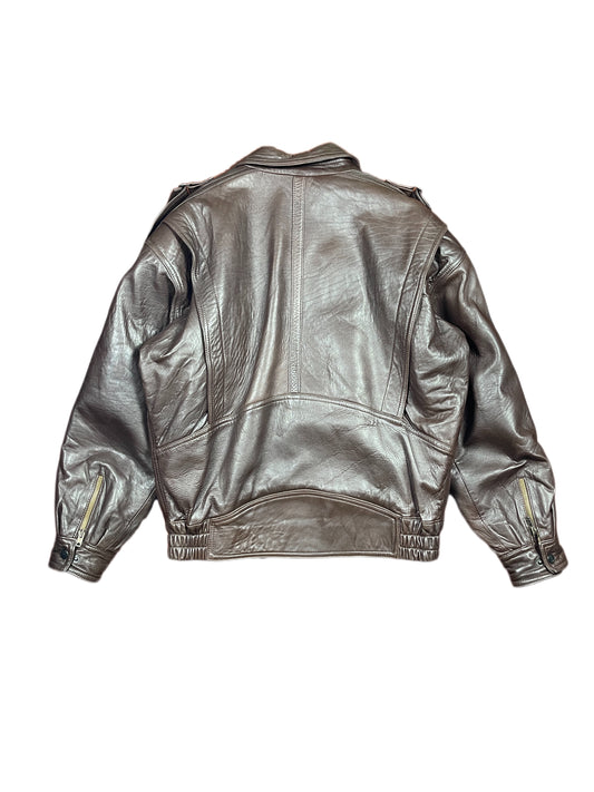 Vintage Carlop Bomber Leather Jacket Brown - M