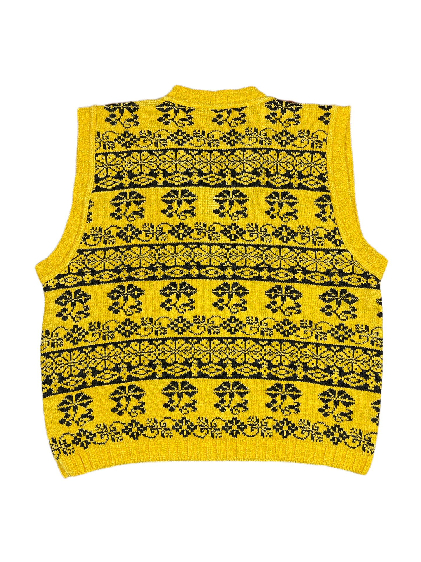 Vintage Duposol Sleeveless Knitted Sweatshirt Yellow Black - L