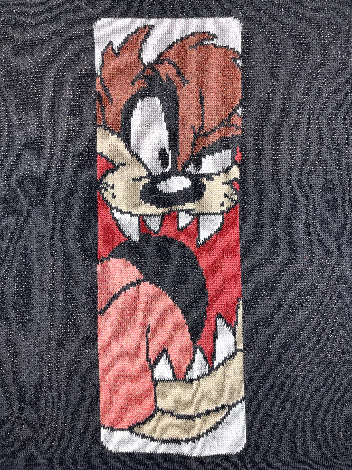 Vintage Tasmanian Devil 2002 Looney Tunes Chunky Knitted Sweatshirt Black - M/L