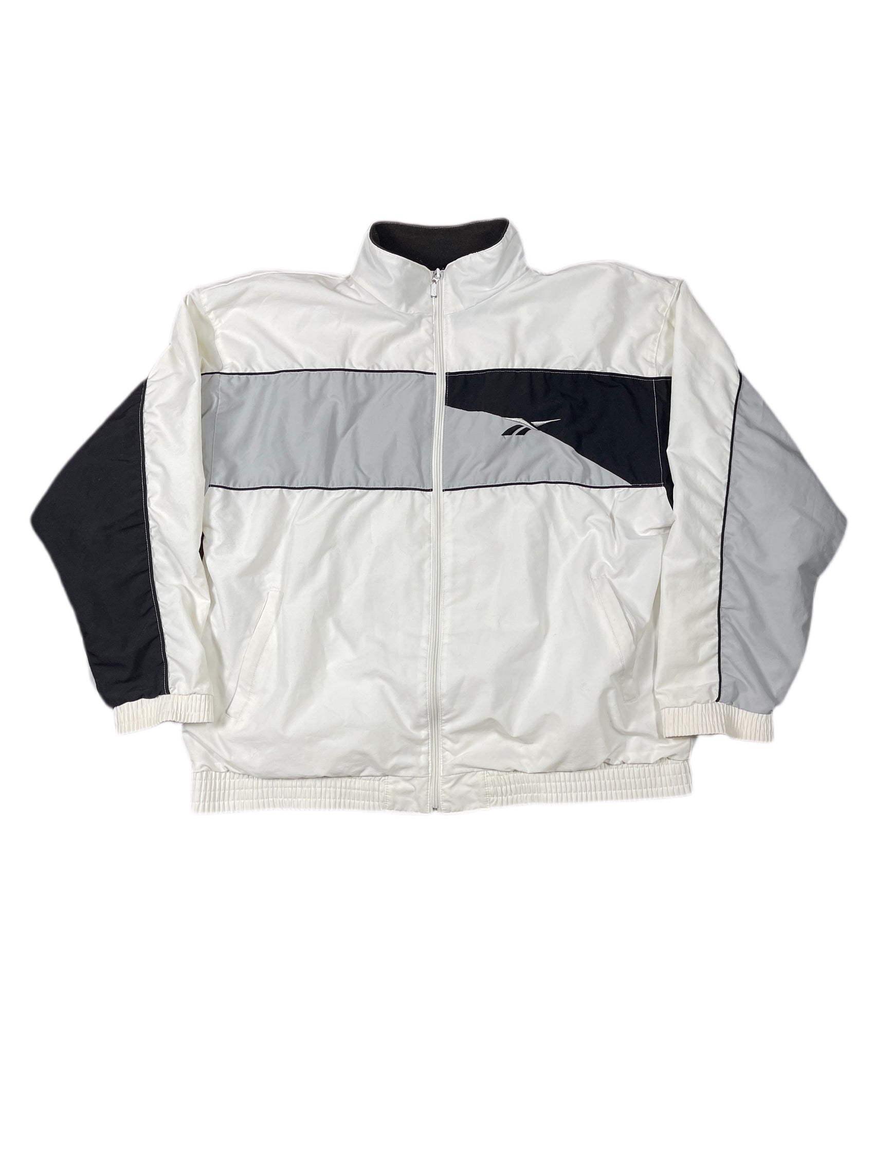 Y2k Reebok Sport Jacket White Gray - M/L