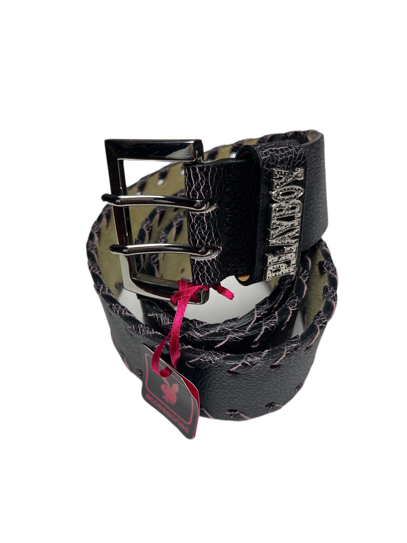 Y2k Playboy Belt Black Pink 2004