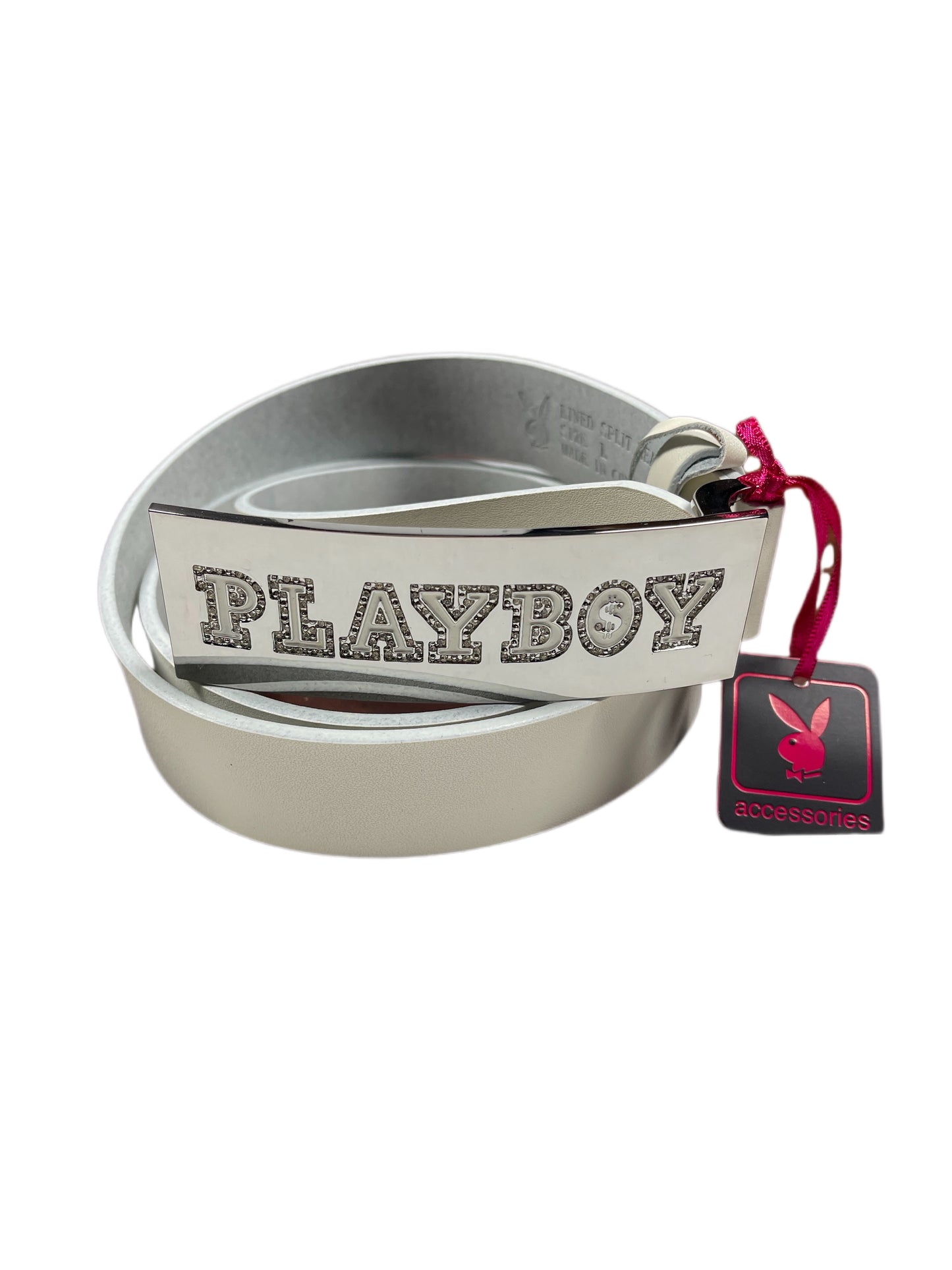 Y2k Playboy Leather Belt White 2004