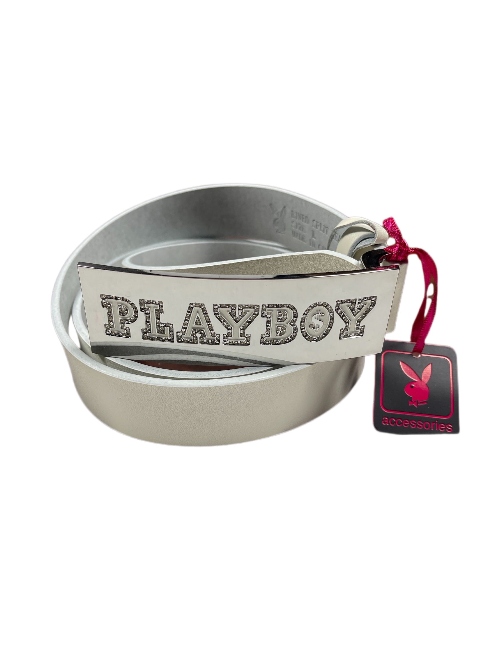Y2k Playboy Leather Belt White 2004