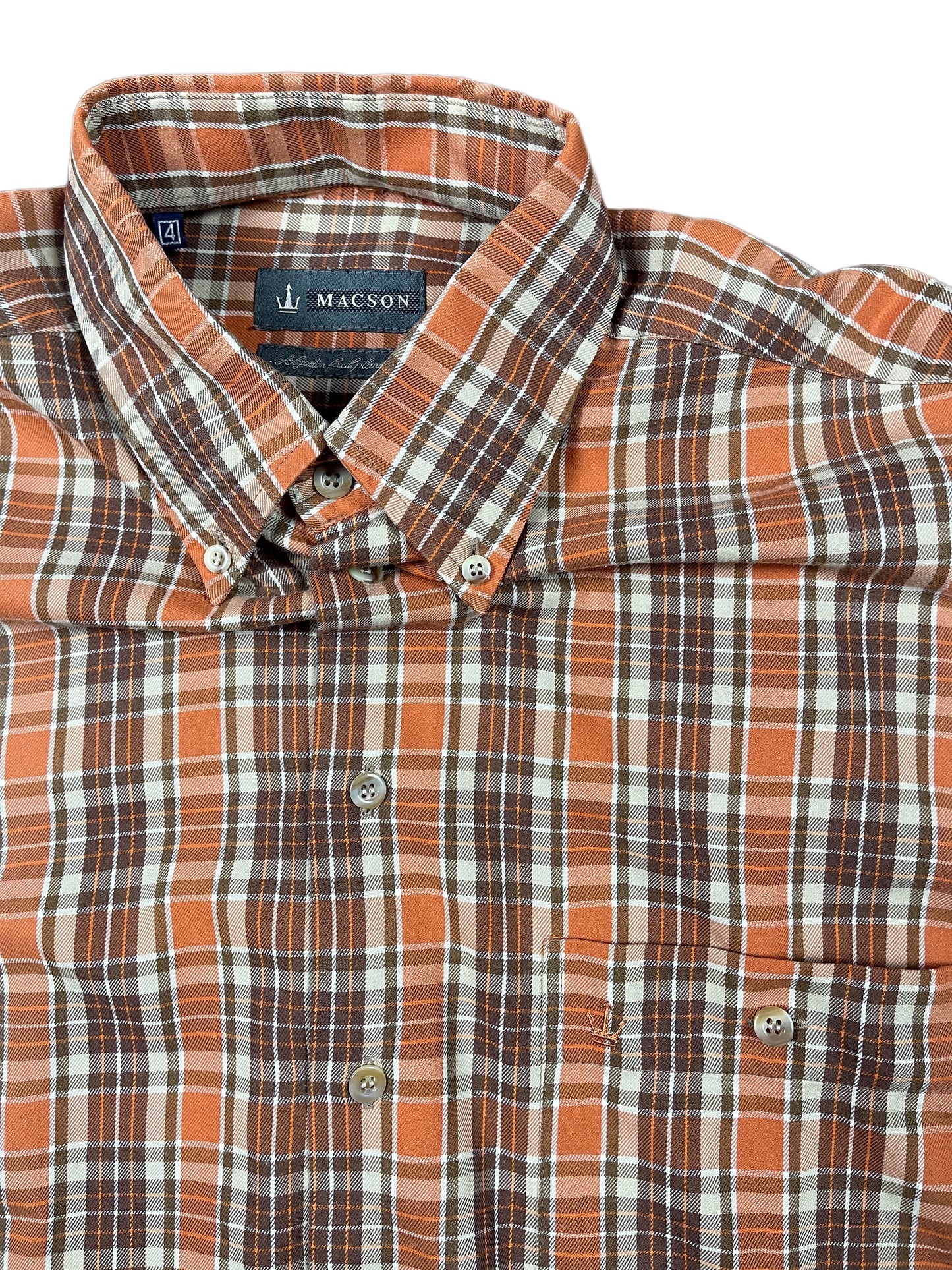 Macson Long Sleeve Shirt Checkered Orange Brown - XL