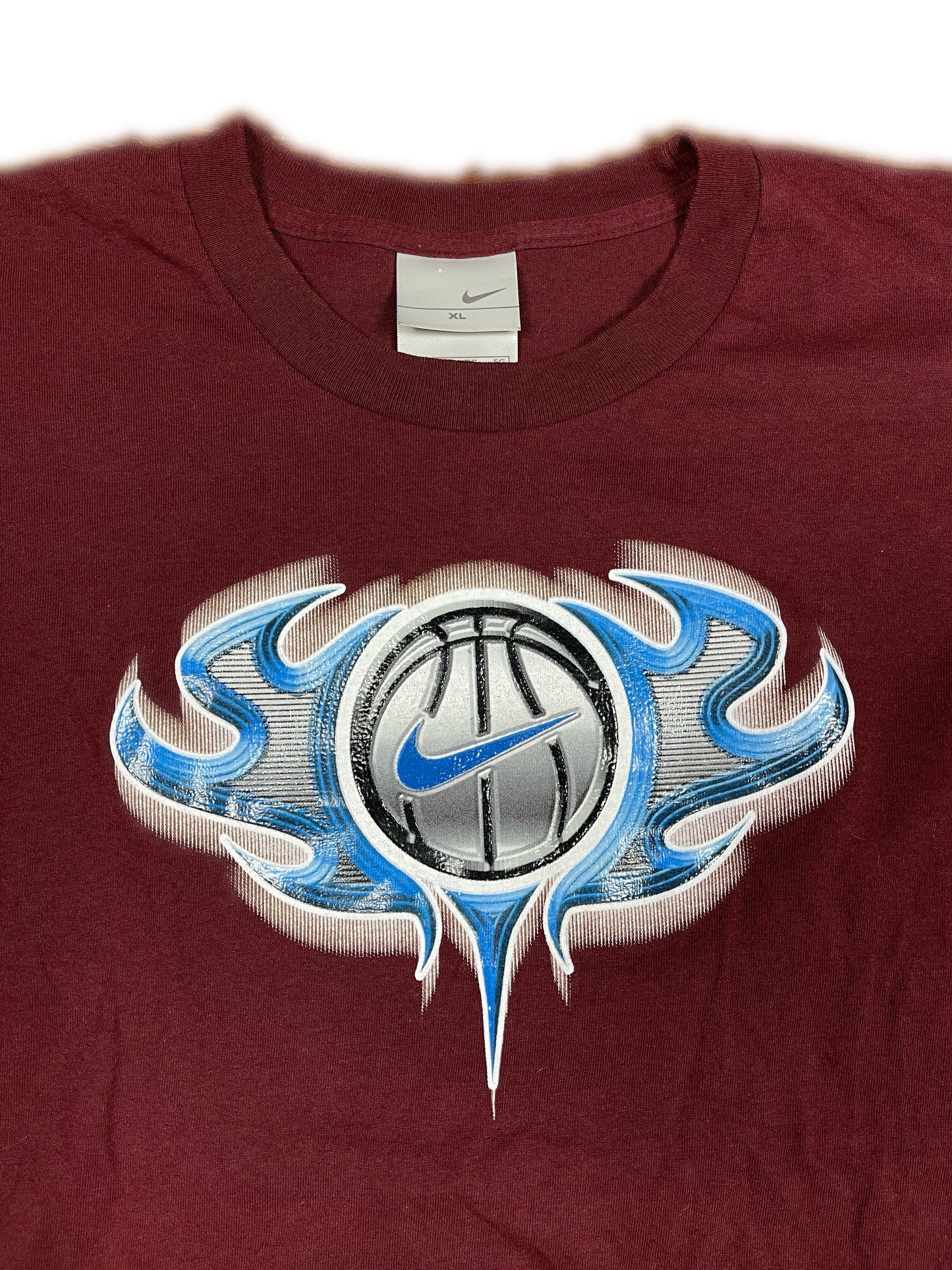 Vintage 1990s Nike Hoops Basketball Longsleeve Bordeaux Red XL