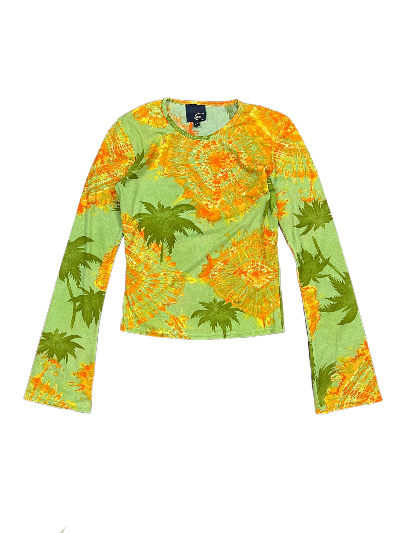 Y2k Just Cavalli Long Sleeve Top Green Multicolor XXL
