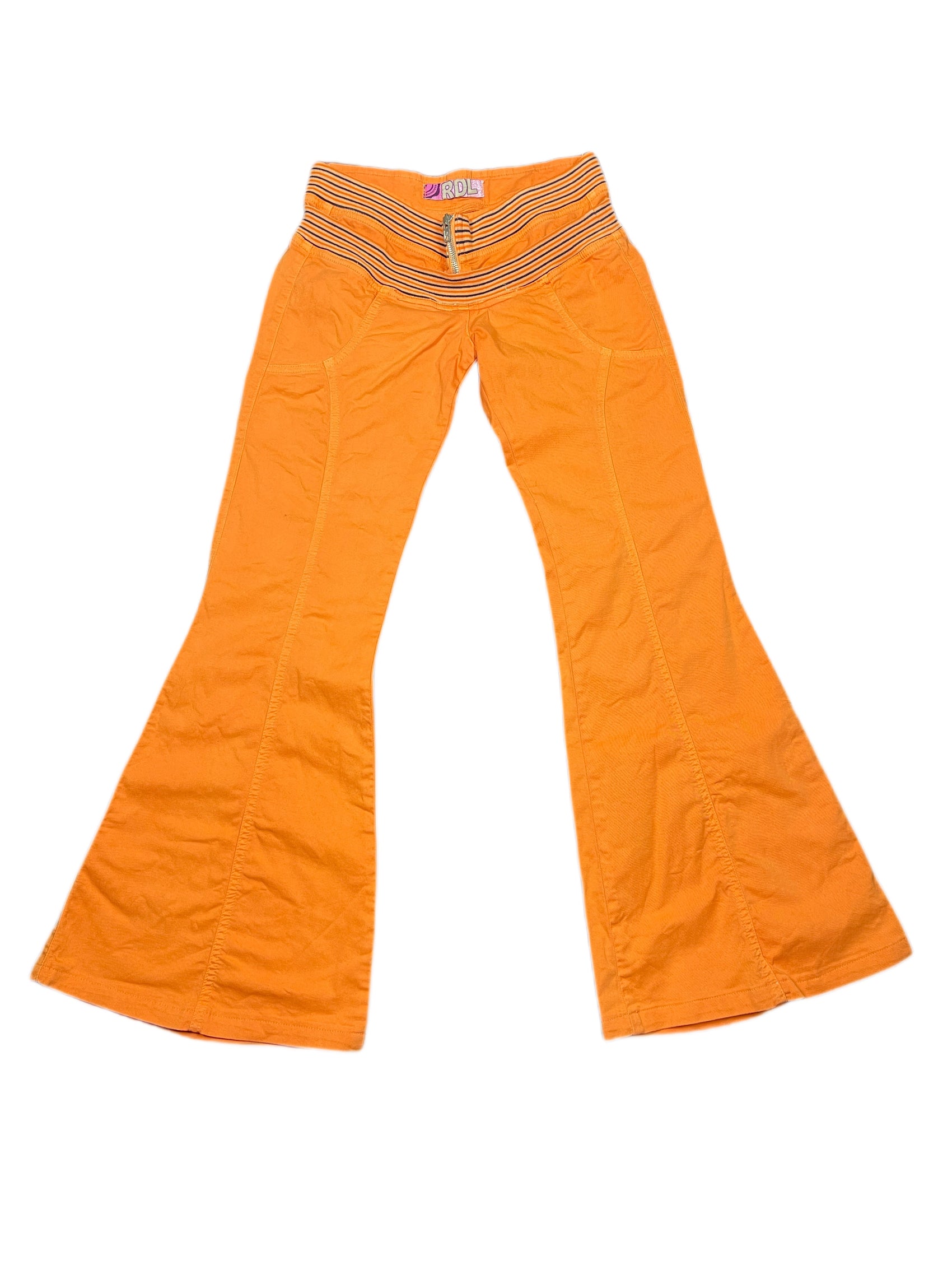Y2k RDL Low Waist Flared Pants Orange - M