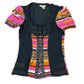 Y2k Patrice Breal Short Sleeve Top Black Pink - XS