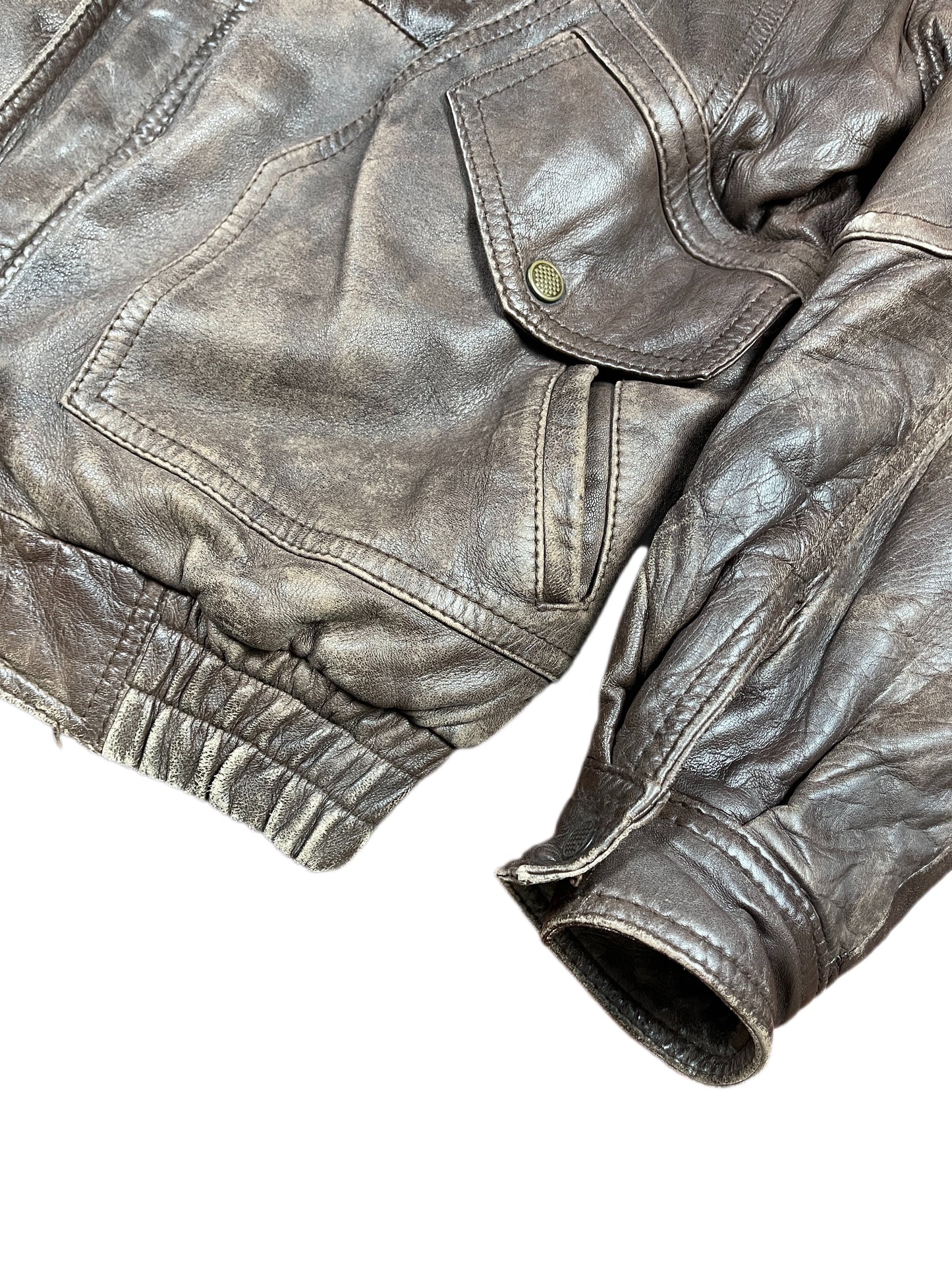 Vintage Aviator Leather Bomber Jacket Brown - M