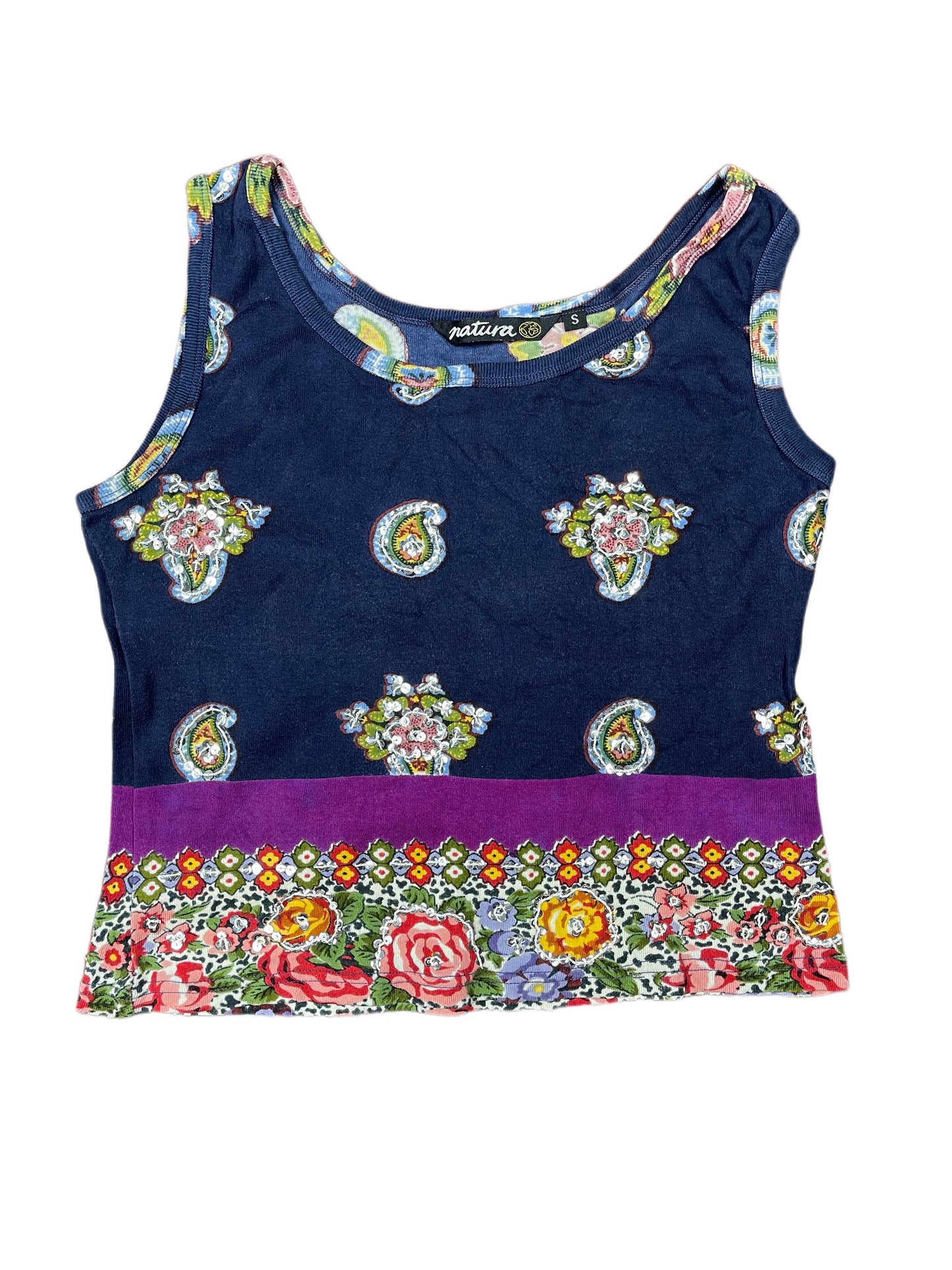 Y2k Natura Sleeveless Top Navy - S