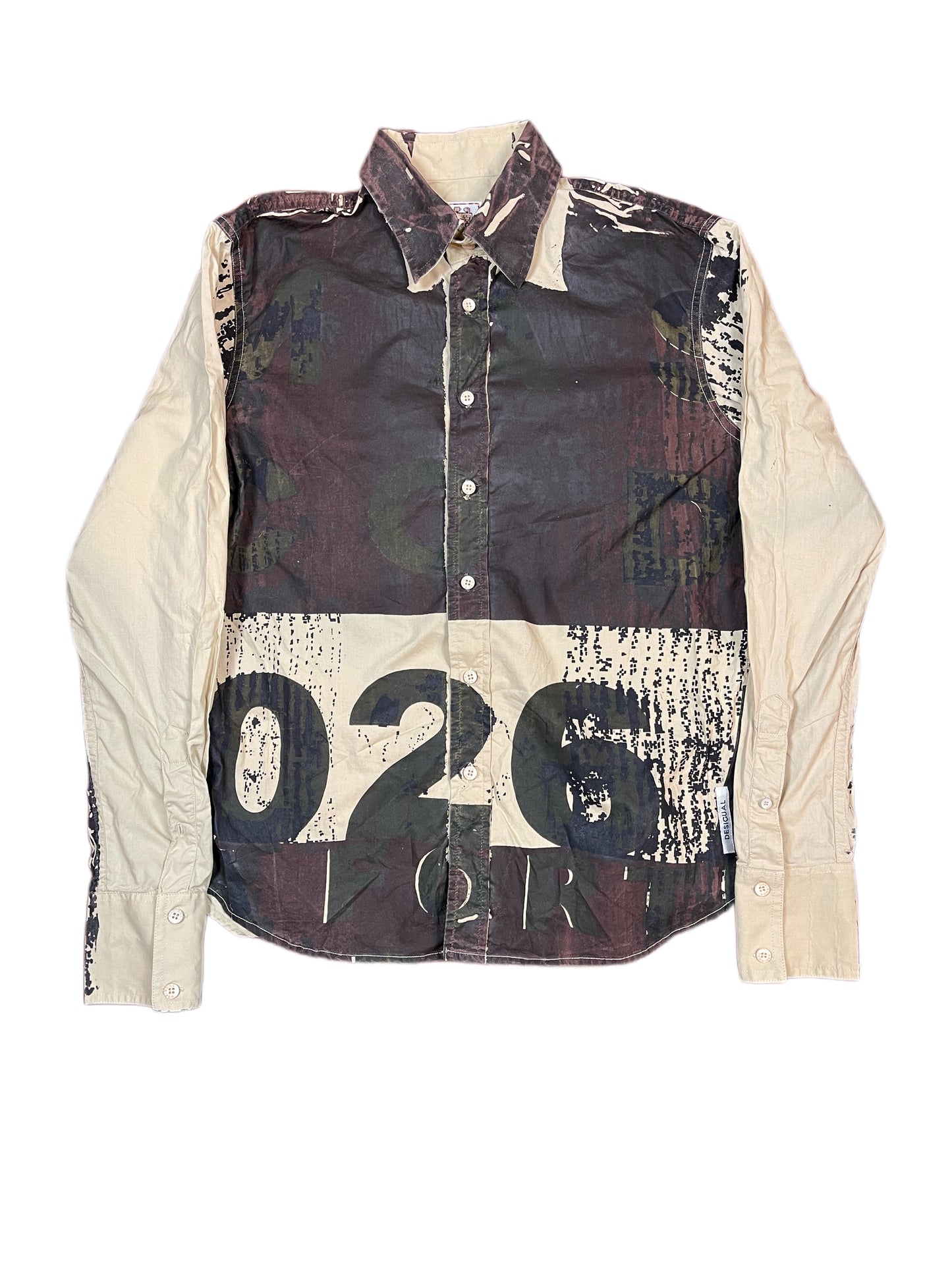 Desigual Long Sleeve Shirt Cream Brown - M