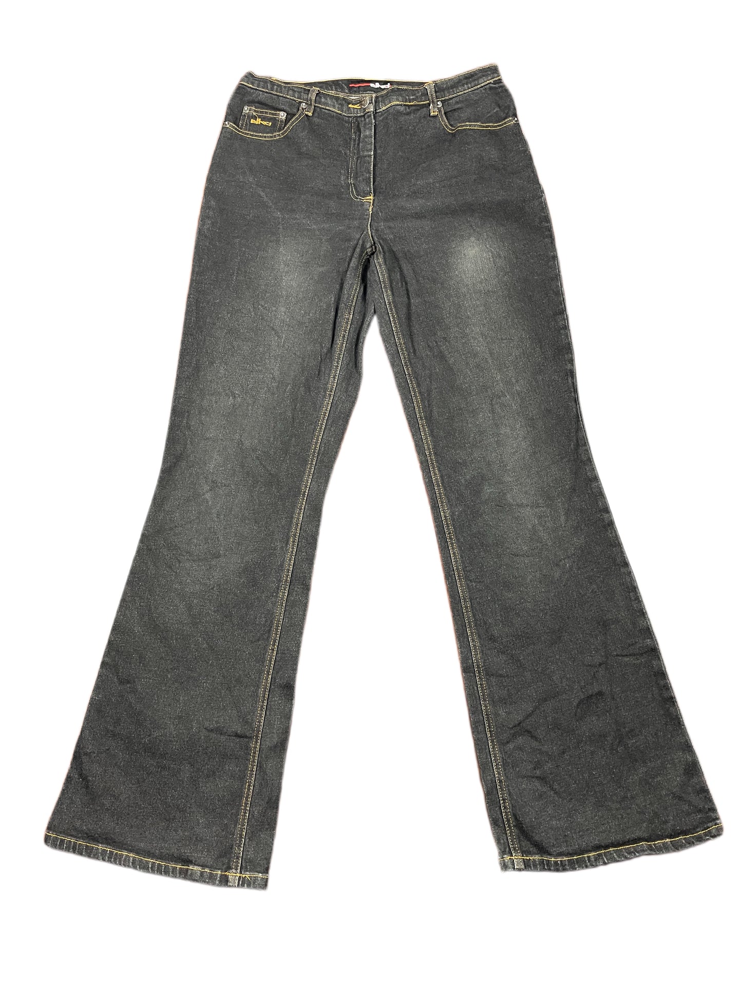 Y2k Elho Flared Denim Pants Black - L/XL