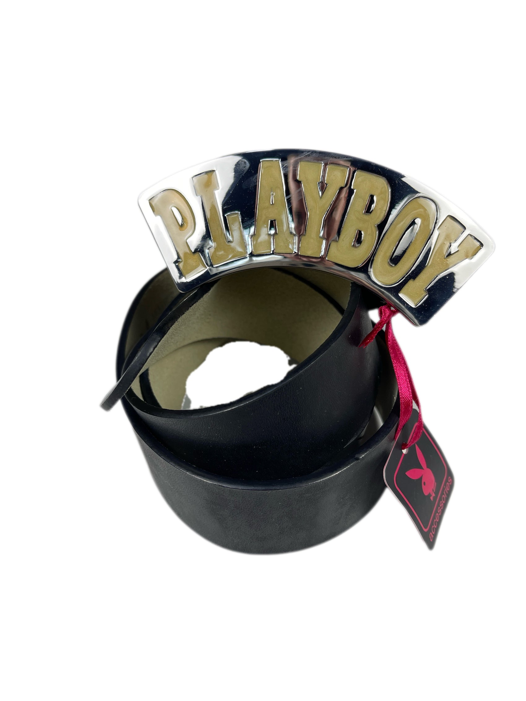 Y2k Playboy Leather Plug Belt Black 2004