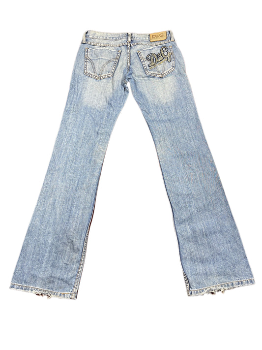 Y2k Dolce & Gabbana 2000s Bootcut Low Waist Denim Pants Blue - S/M