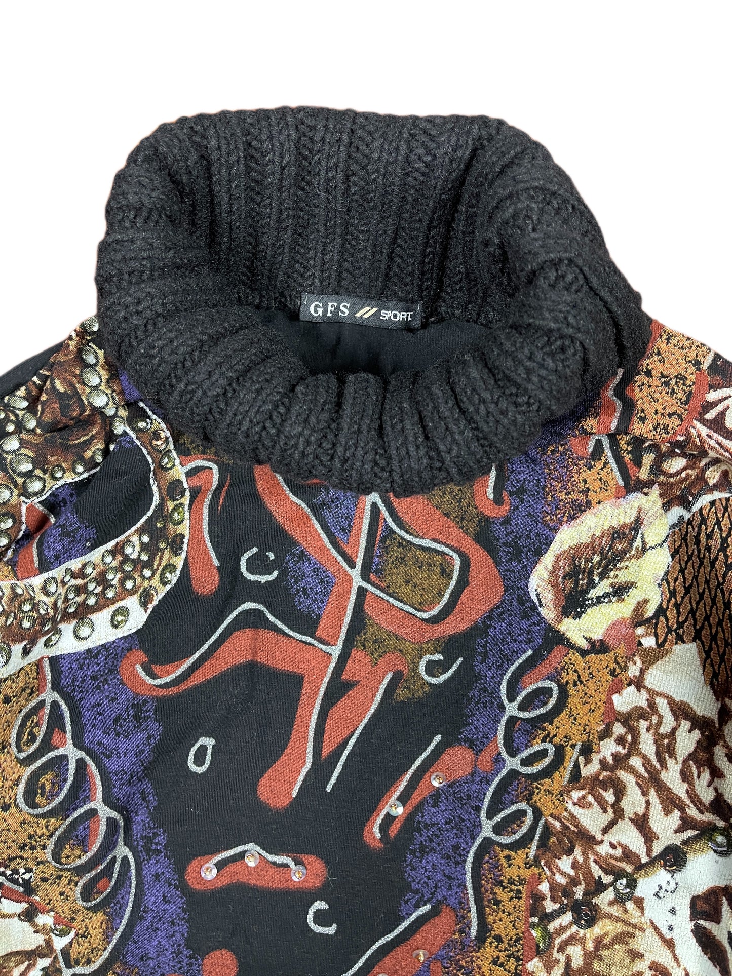 Y2k GFS Sport Long Sleeve Top Black Multicolor - XL