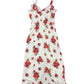 Y2k Divided Sleeveless Dress White Roses - XS