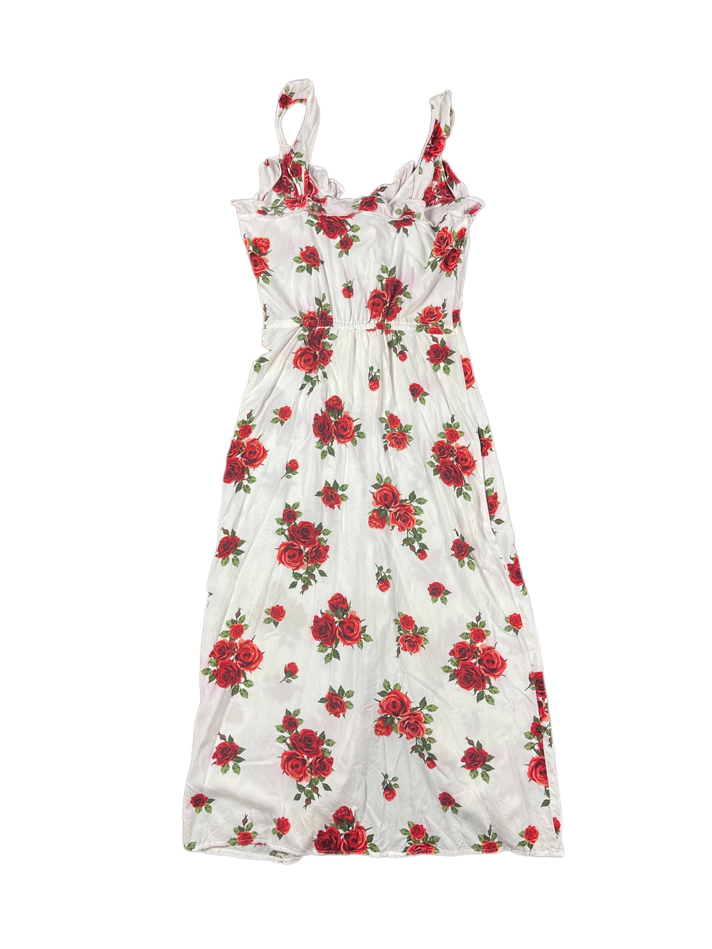Y2k Divided Sleeveless Dress White Roses - XS