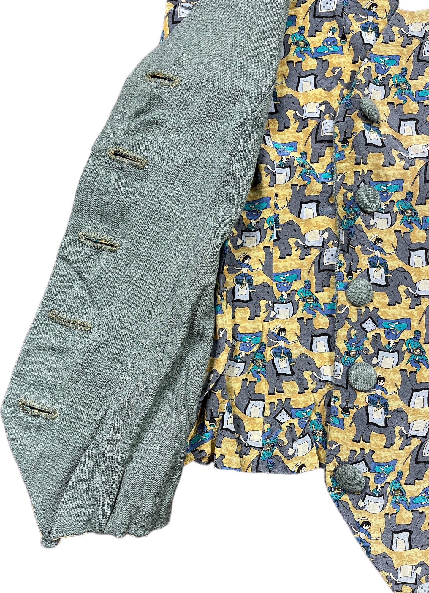 Handmade Vest Elephant Pattern Silk S
