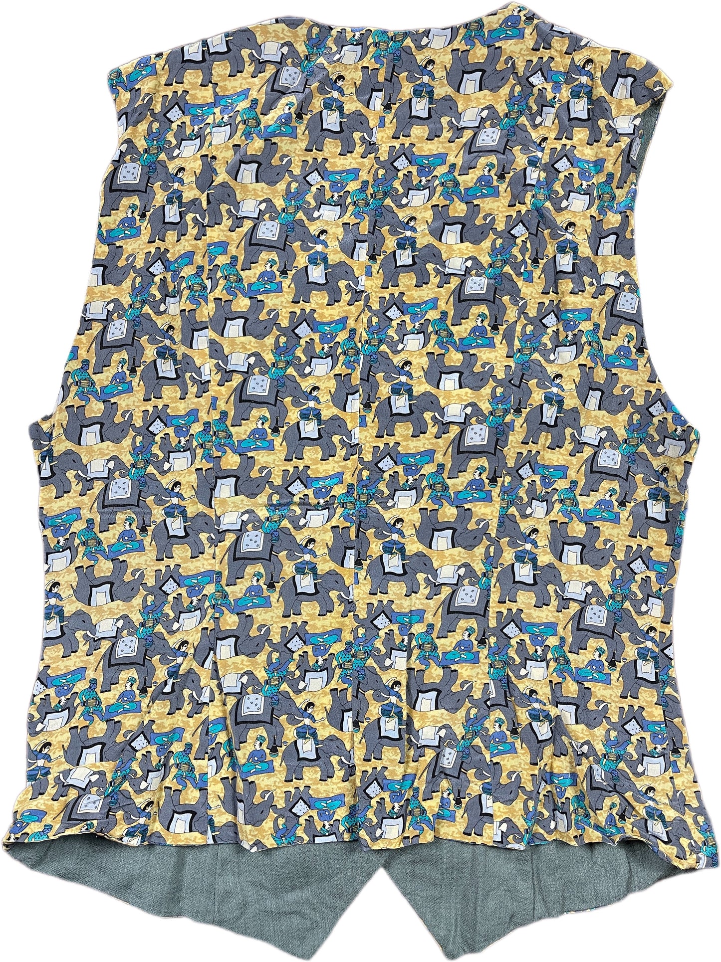 Handmade Vest Elephant Pattern Silk S