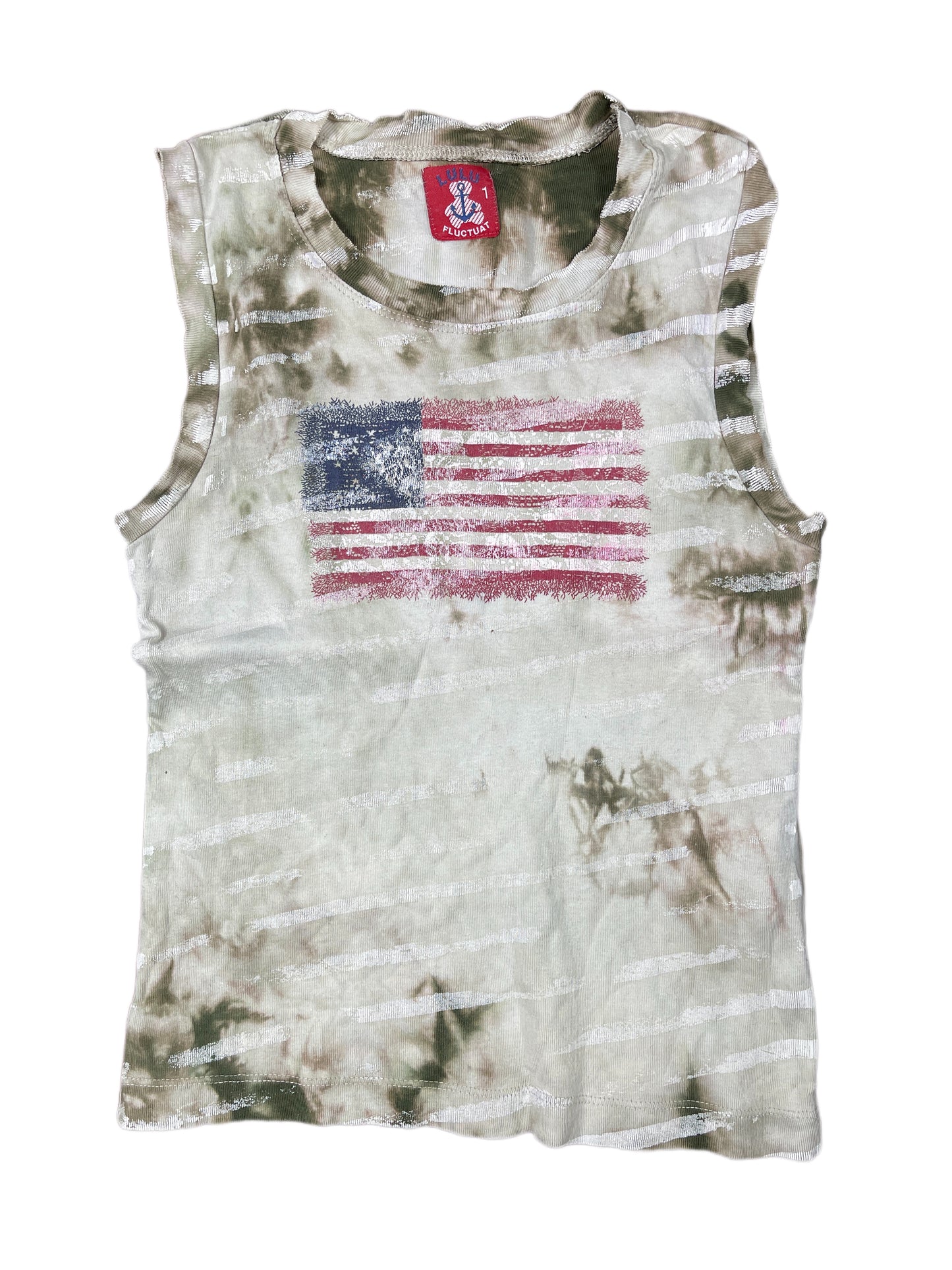 Y2k Lulu Fluctuat America Sleeveless Top Creme - S