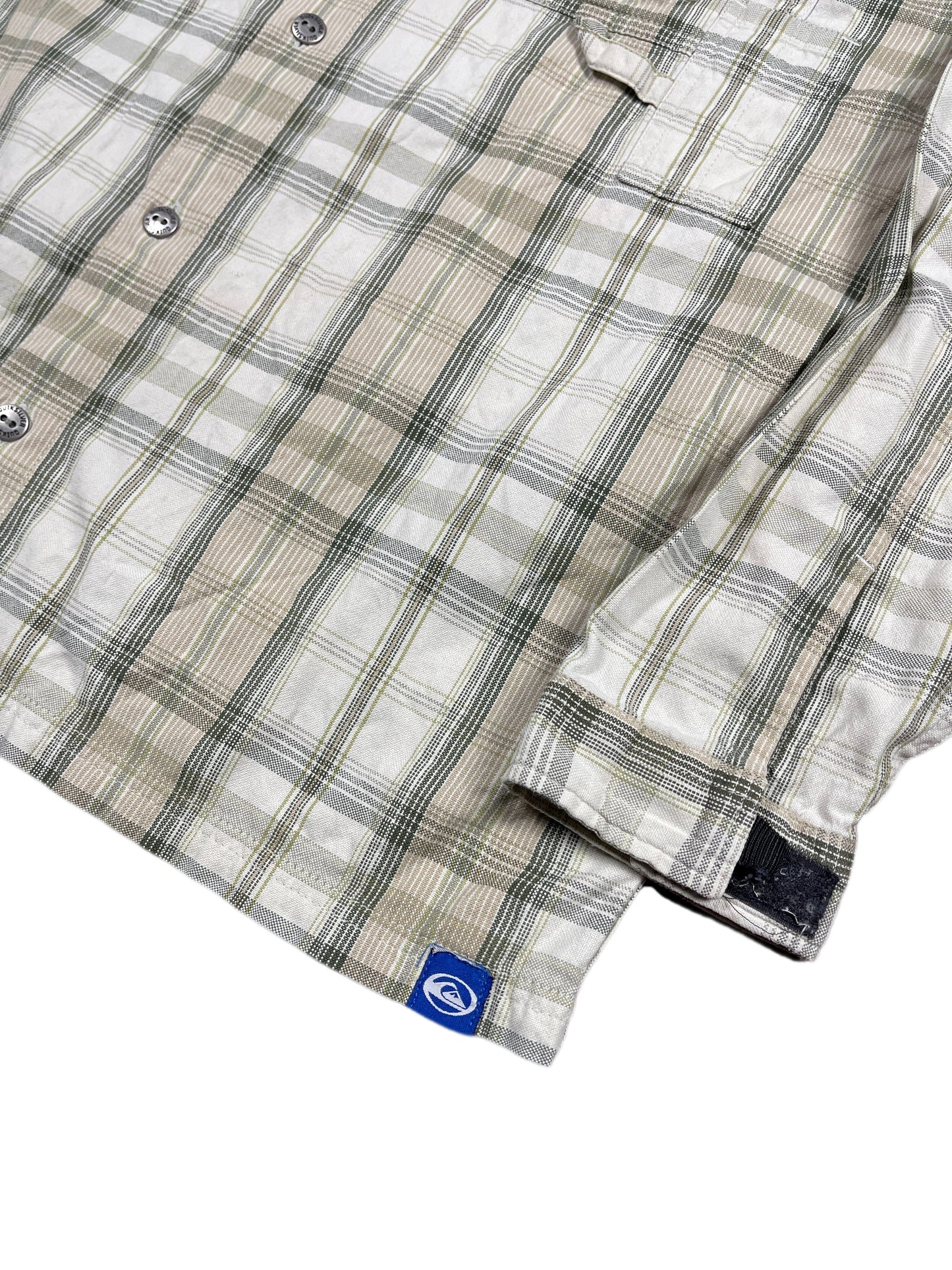 Y2k Quicksilver Long Sleeve Shirt Checkered Cream Beige - S