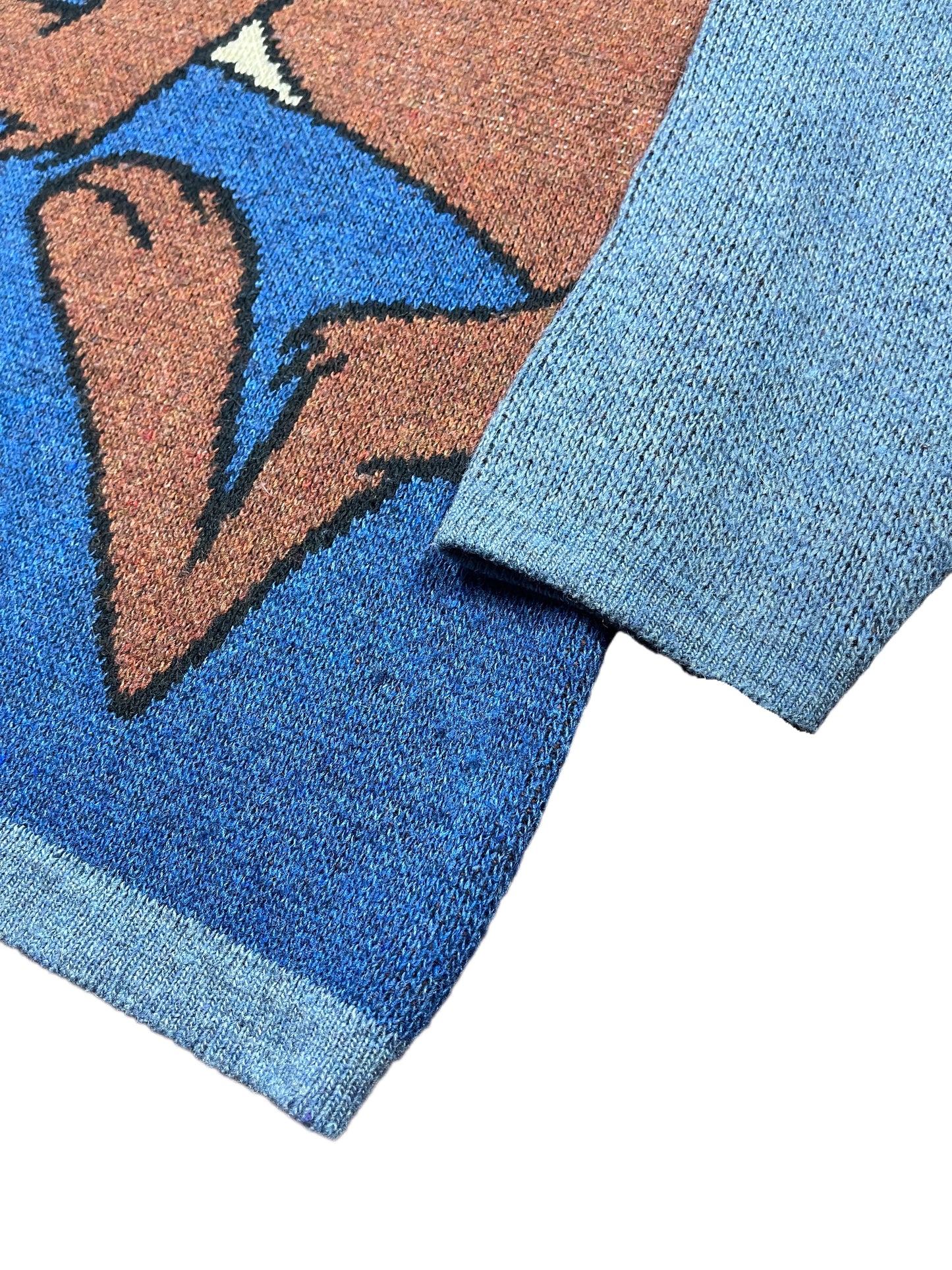 Vintage Looney Tunes 2004 Warner Bros Chunky Knitted Sweatshirt Blue Brown - L