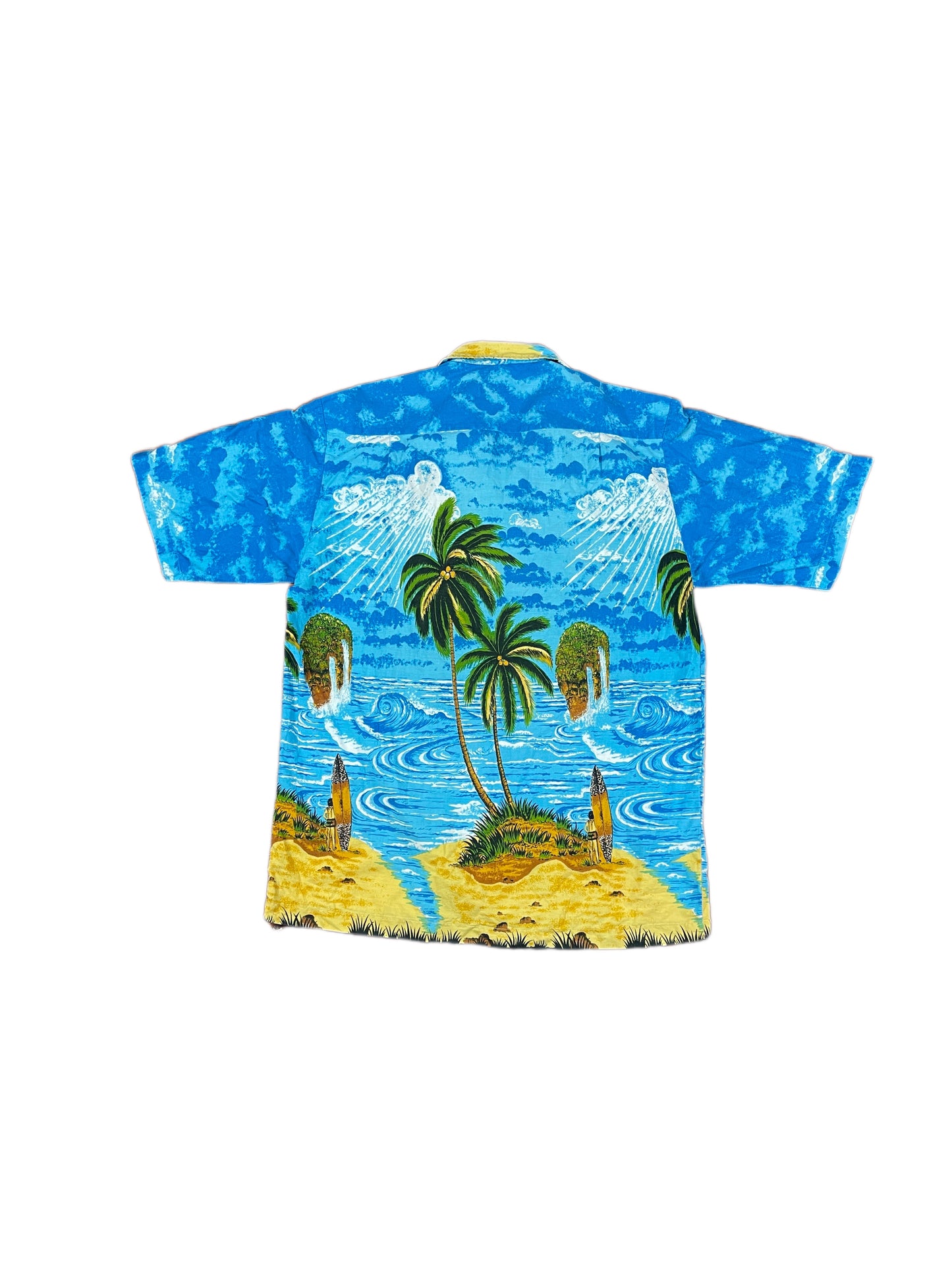 Vintage Naika Palm Beach Short Sleeve Shirt Blue - XL