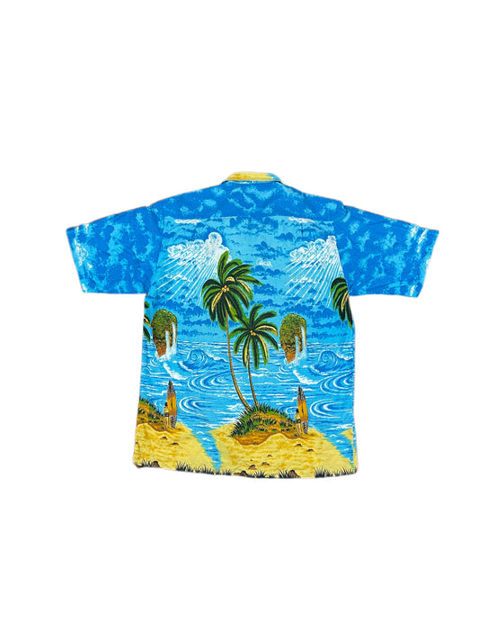 Vintage Naika Palm Beach Short Sleeve Shirt Blue - XL