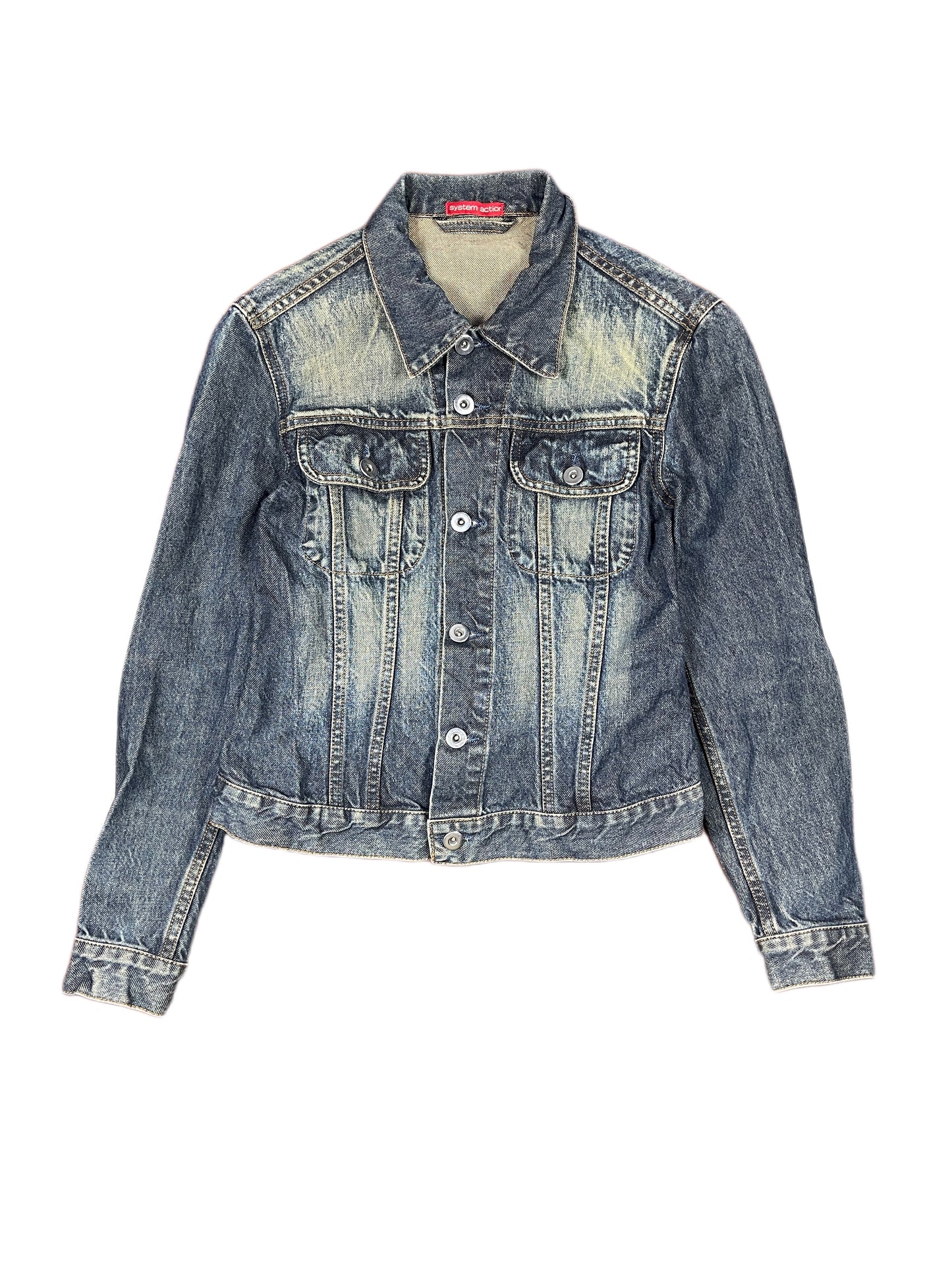 Y2k System Action Denim Jacket Blue - XS