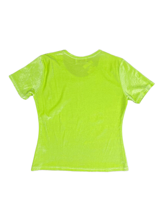 Y2k Zaila Short Sleeve Top Shinny Green - M