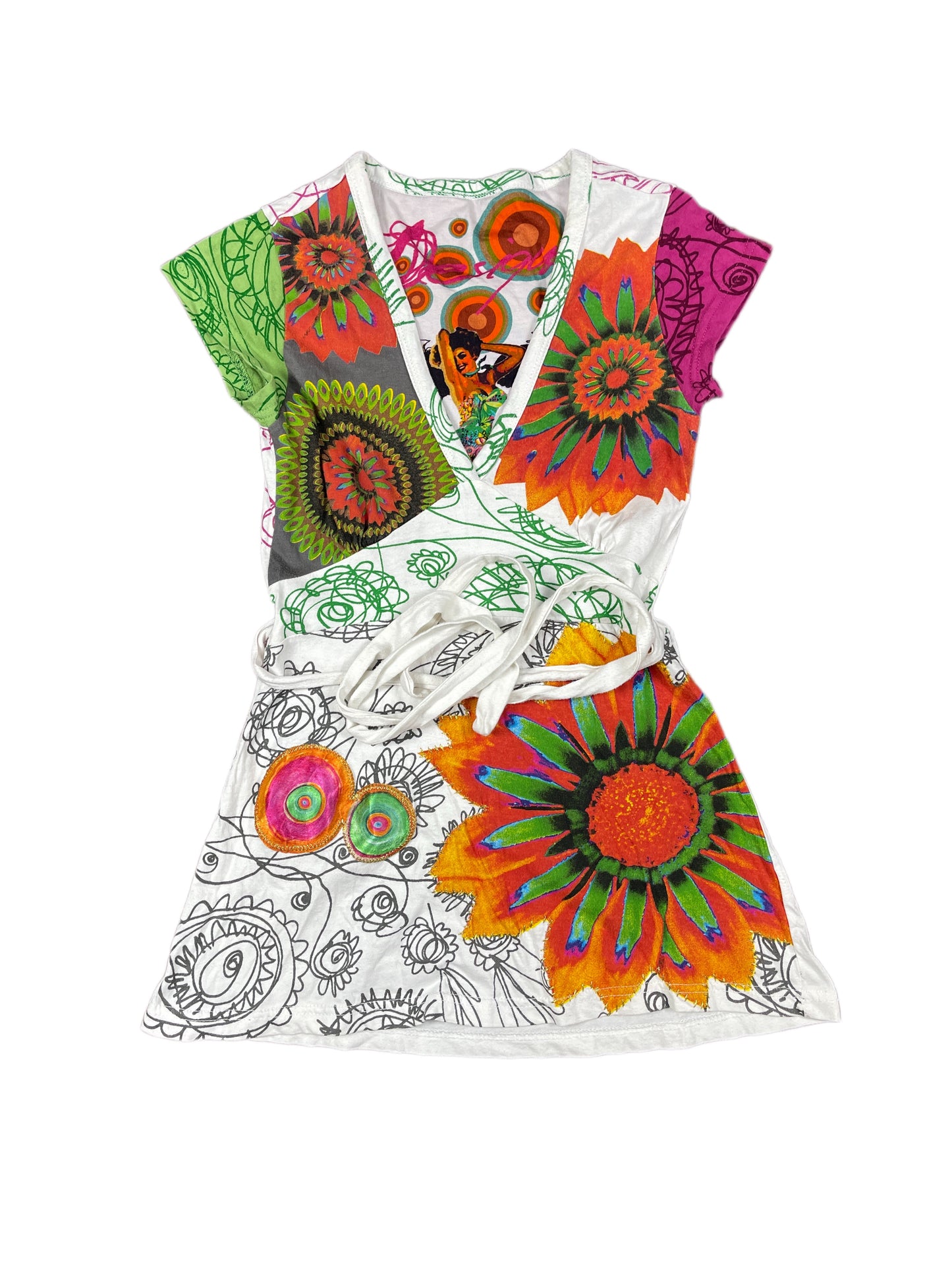 Y2k Desigual Short Sleeve Dress Multicolor - XS