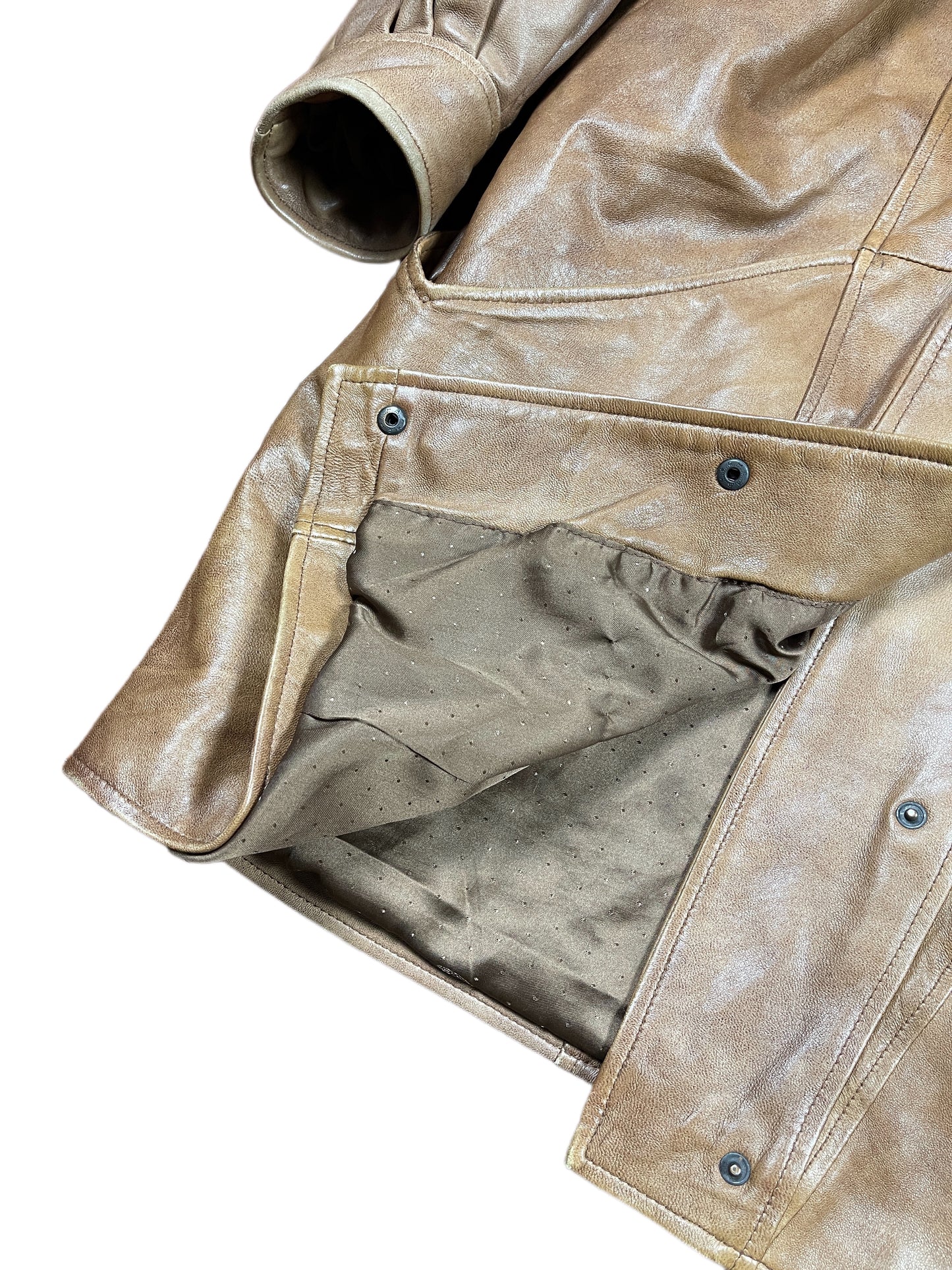 Vintage Leather Coat Brown - XXL