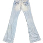 Y2k Kaporal5 Low Waist Flared Denim Pants Blue White - M/L