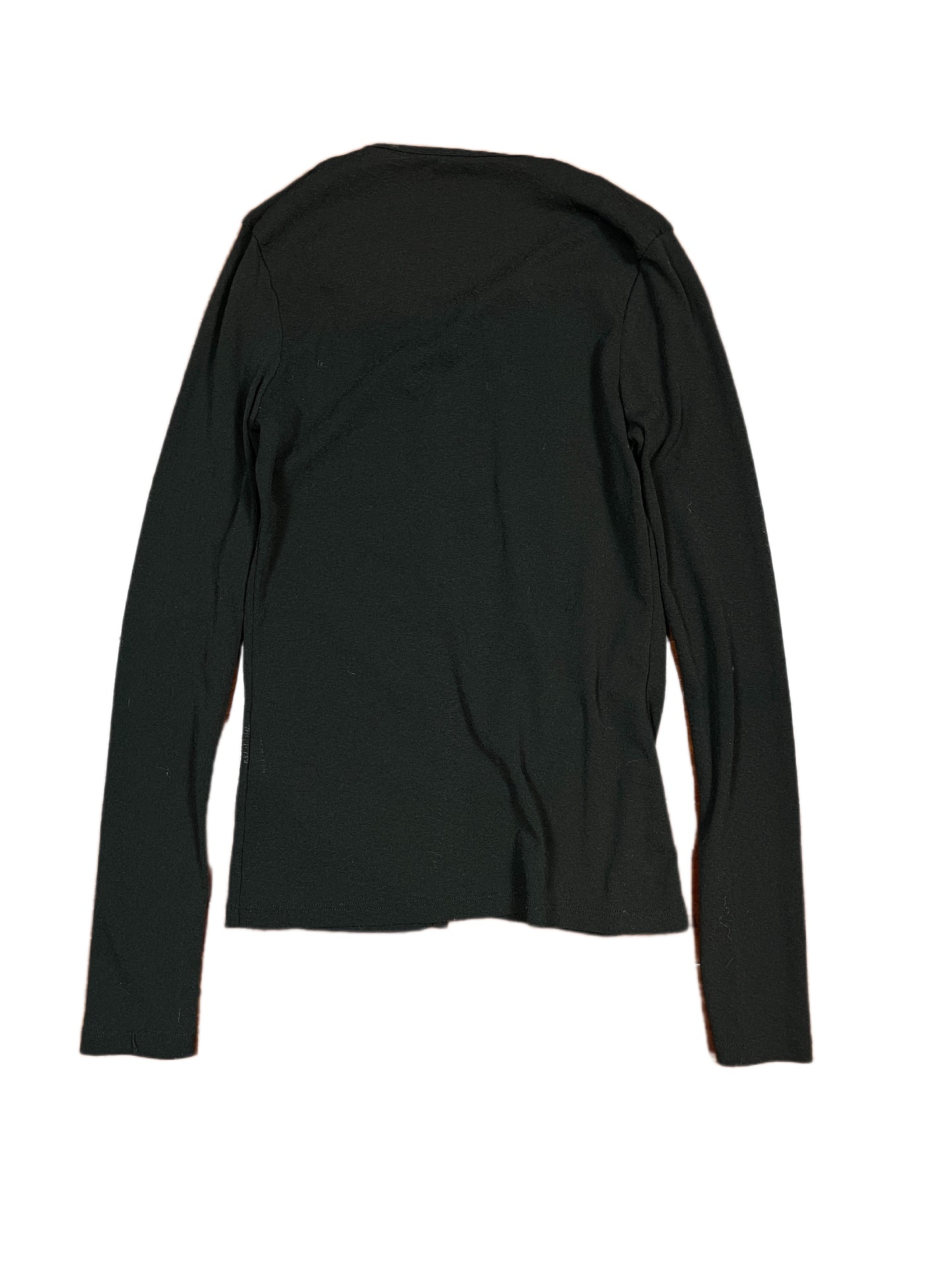 Y2k Long Sleeve Semi See Through Top Black - M