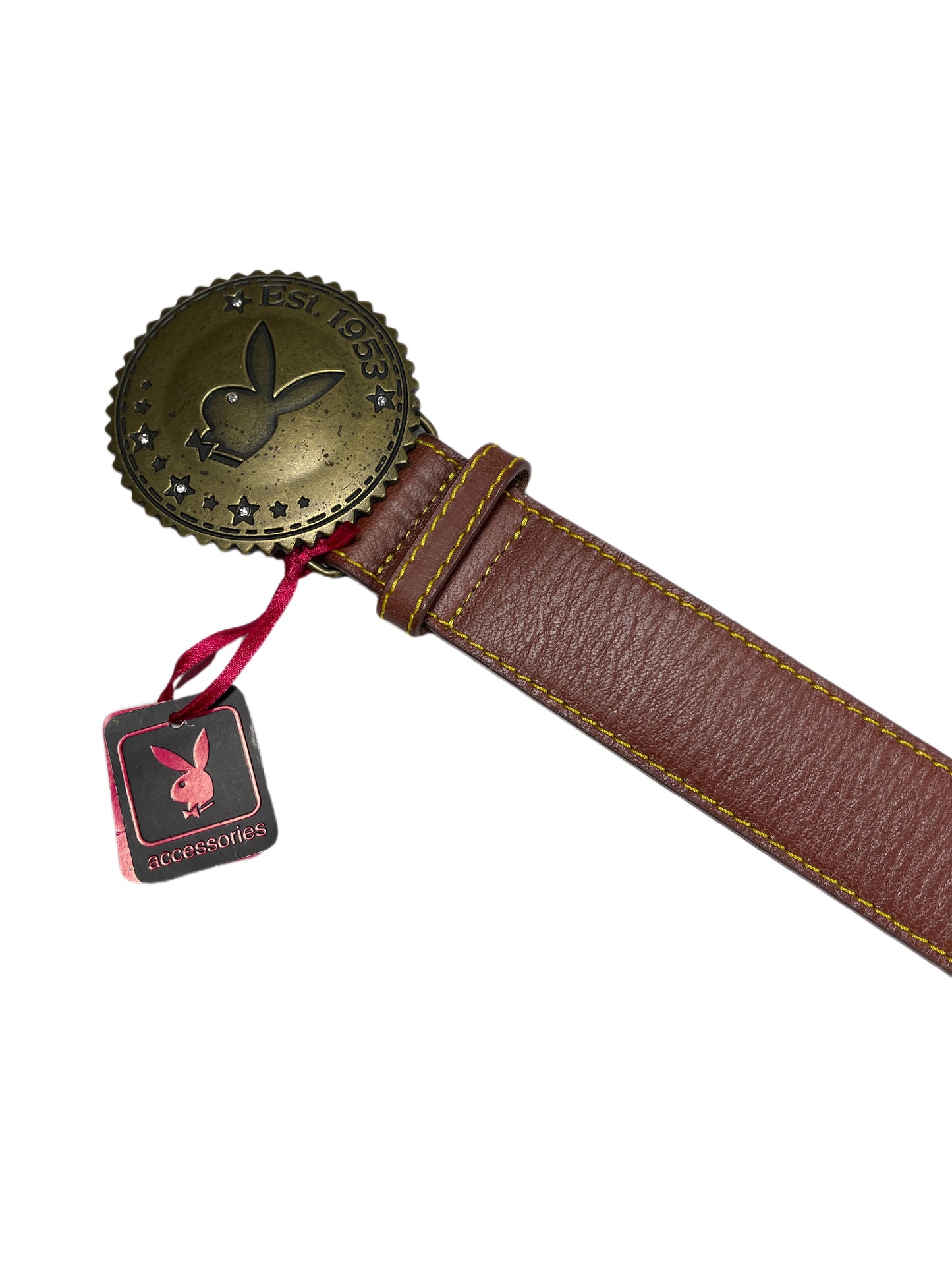 Y2k Playboy Belt Vegan Leather Brown 2004