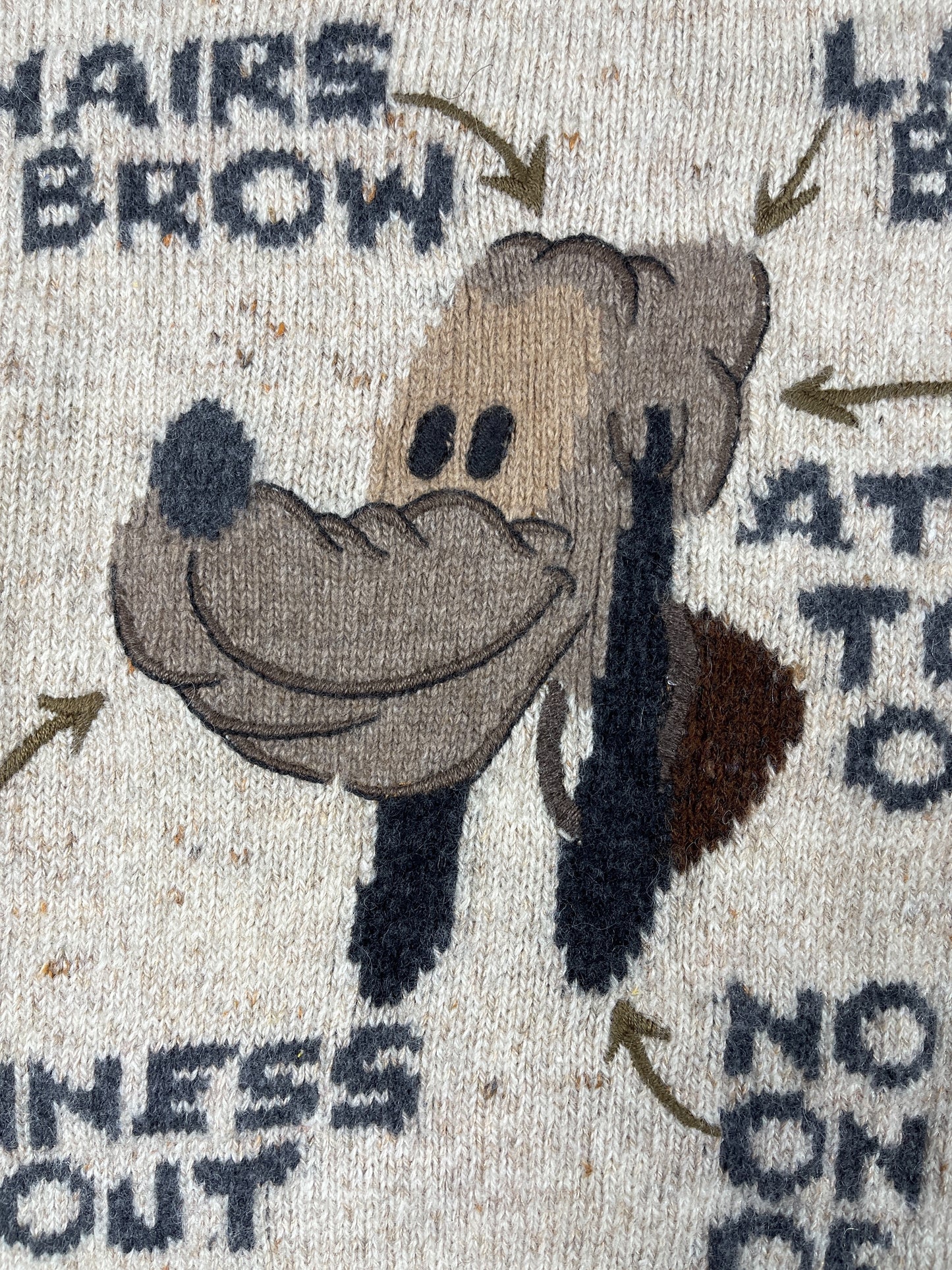 Vintage Iceberg Pluto 1994 Disney Chunky Knitted Sweatshirt Beige Cream - XL