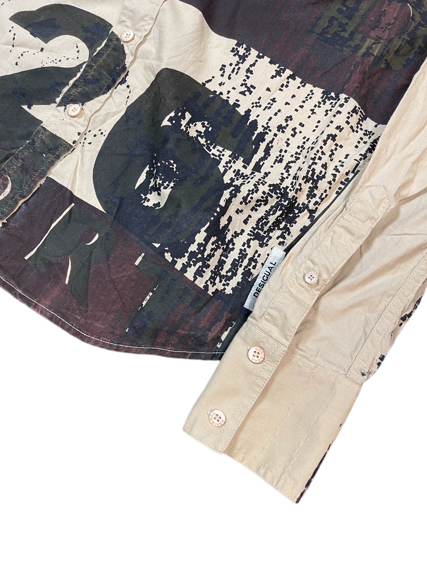 Desigual Long Sleeve Shirt Cream Brown - M