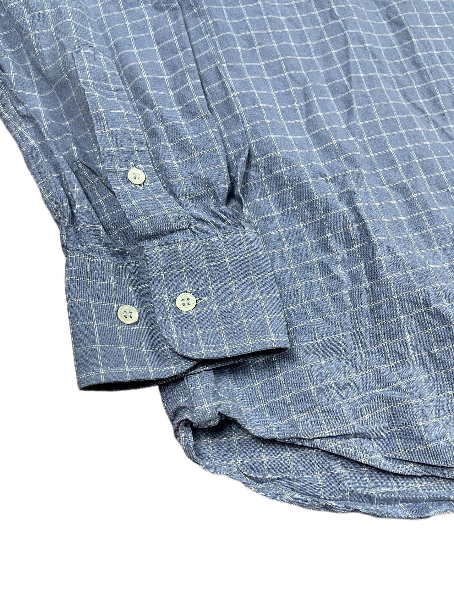 Vintage Valentino Uomo Long Selve Shirt Chekered Blue - L