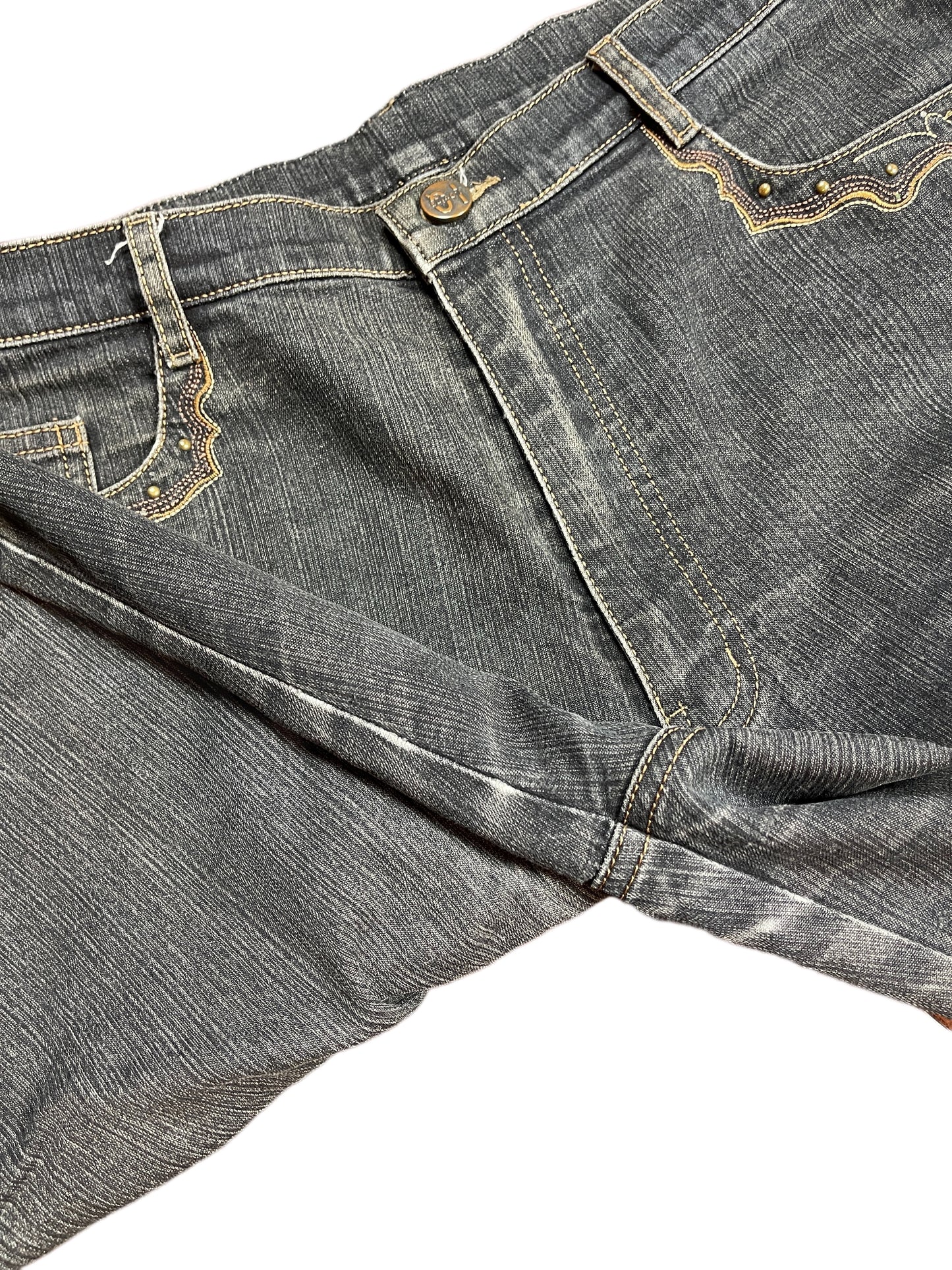 Y2k I. Quing Flared Denim Pants Blue - M/L