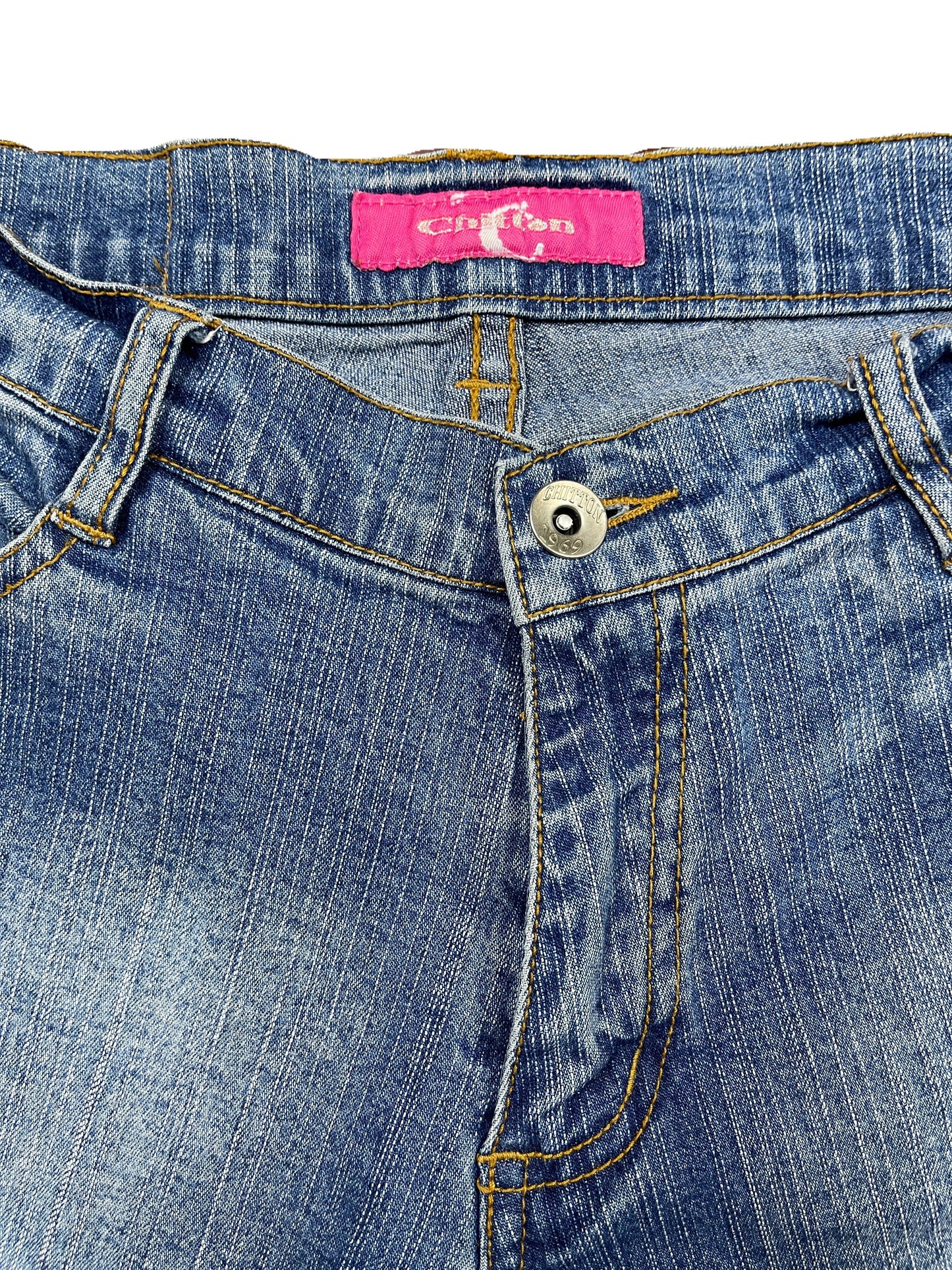 Y2k Chitton Low Waist Flared Denim Pants Blue - M